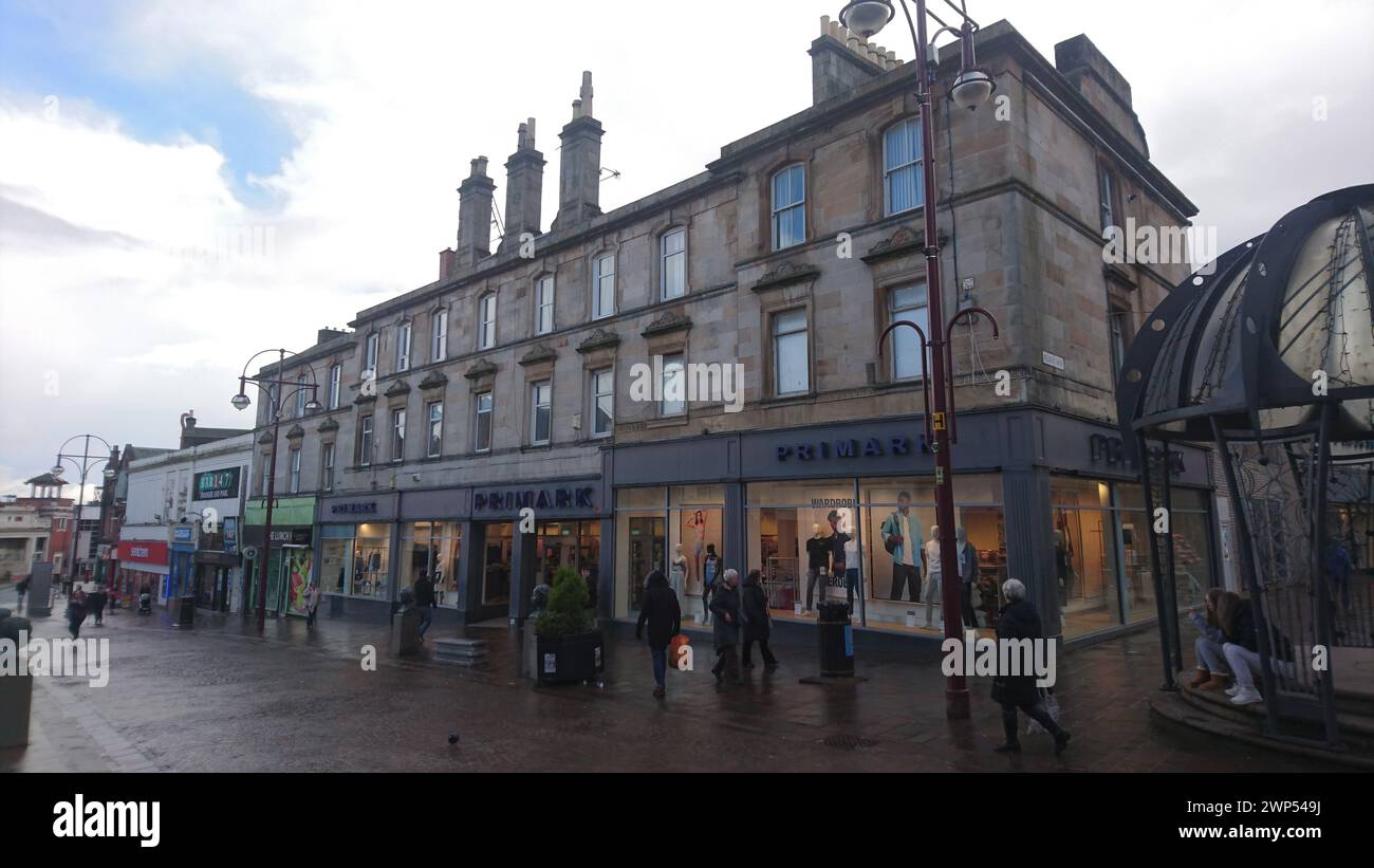 Architecture Hamilton Highstreet, ancien bâtiment traditionnel utilisé par la boutique Primark Banque D'Images