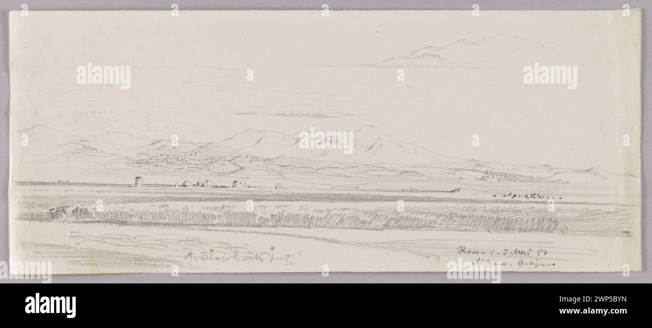 Tableau représentant une campagne militaire romaine près de la montagne Alba, créé par Arthur Blaschnik en 1857. Banque D'Images