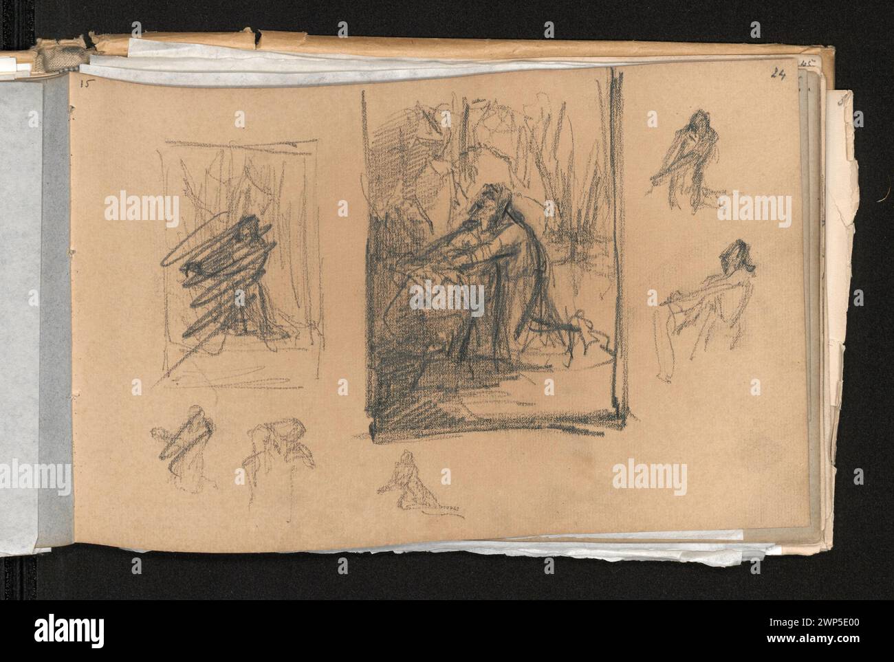 Un croquis représentant la composition du Christ priant à Ogrórec, avec des études de personnages supplémentaires au verso, créé par Anna Bili Ska-Bohdanowiczowa en 1884, qui fait maintenant partie de la collection de Wanda Renault. Banque D'Images