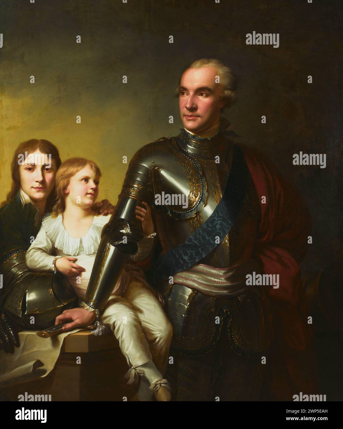 Stanisa, et le généreux Potocki avec ses fils Stanis et Jerzy Sly ; LAMPES, Jan Baptist (1751-1830; St.) ; 1788-90 (1788-00-00-1790-00-00) ; ordre de l'Aigle Blanc, Potocki, Stanisław (1782-1831), Potocki, Stanisław Szczęsny (1752lub53-1805), Potocki, Szczęsny Jerzy (1776-1809), Studziński, Franciszek (1895-1967)-collection, canons, casques, répliques, répliques, achat (provenance), armure Banque D'Images