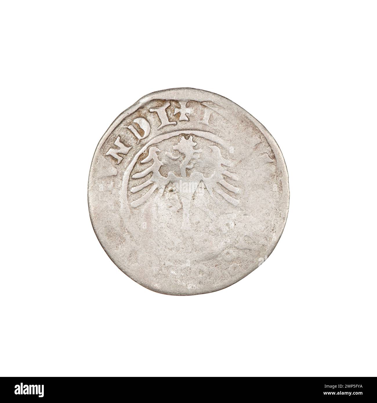 Cette pièce est un penny de la couronne émis sous le roi Zygmunt I Stary de Pologne en 1511, représentant la monnaie polonaise du début du XVIe siècle. Banque D'Images