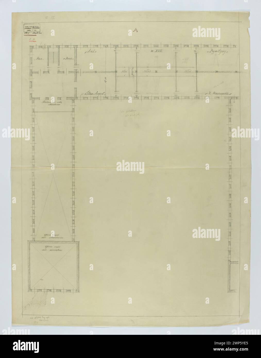 Varsovie. Musée national. Esquisse de conception. Aile gauche (partie VI-VII). Pi d'abord. Plan - Musée de l'armée et salles de peinture polonaise ; échelle 1 : 100 ; Tadeusz (1887-1951) ; 1926 (1926-00-00-1926-00-00) ; Musée national de Varsovie (1862-), Varsovie (Voïvodie Masovienne), musées (architecte), projets architecturaux, jetés architecturaux Banque D'Images