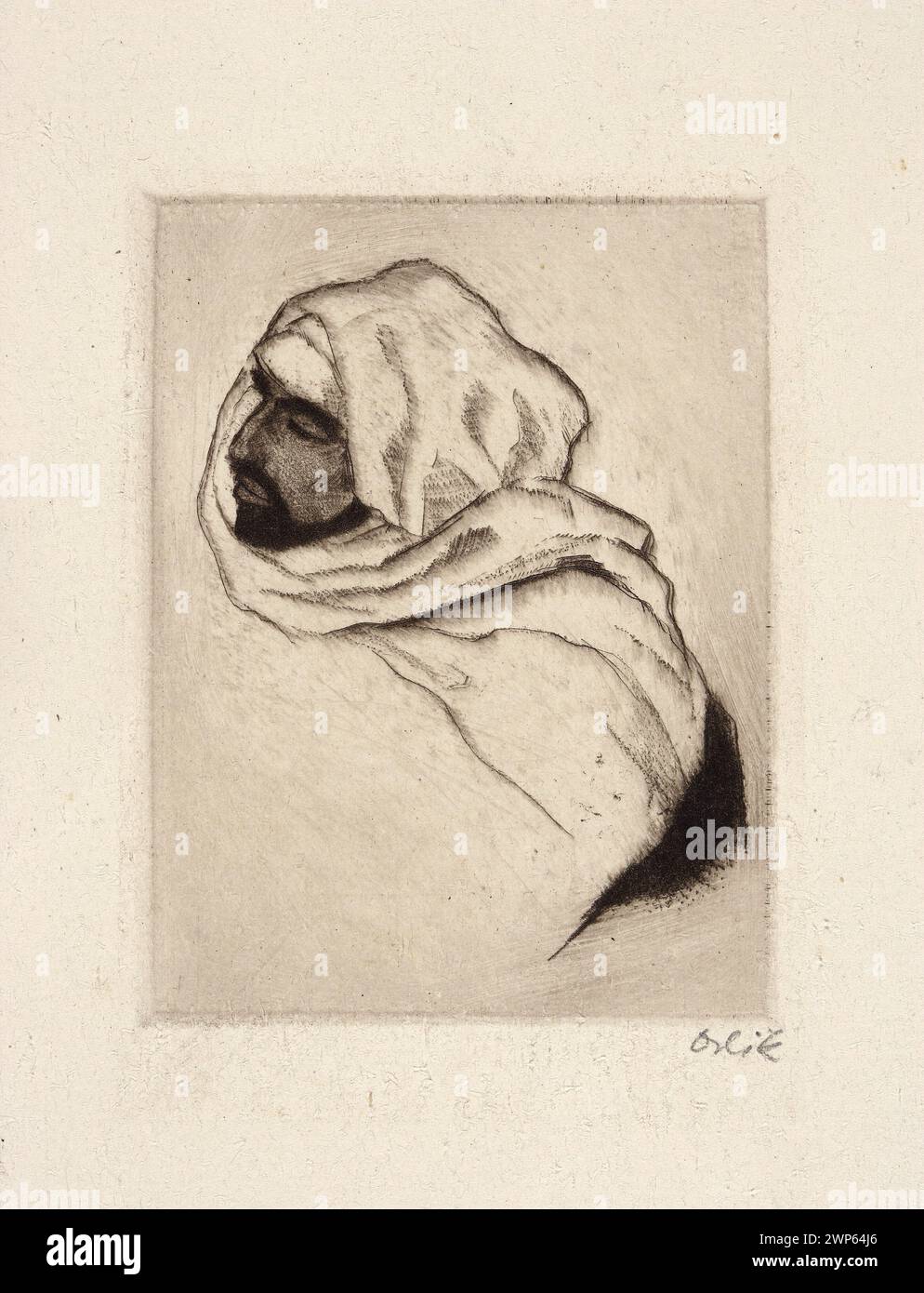 Tableau de 1912 d'Emil Orlik représentant des Bédouins en Égypte, représenté comme des bustes dans un style moderniste. Banque D'Images