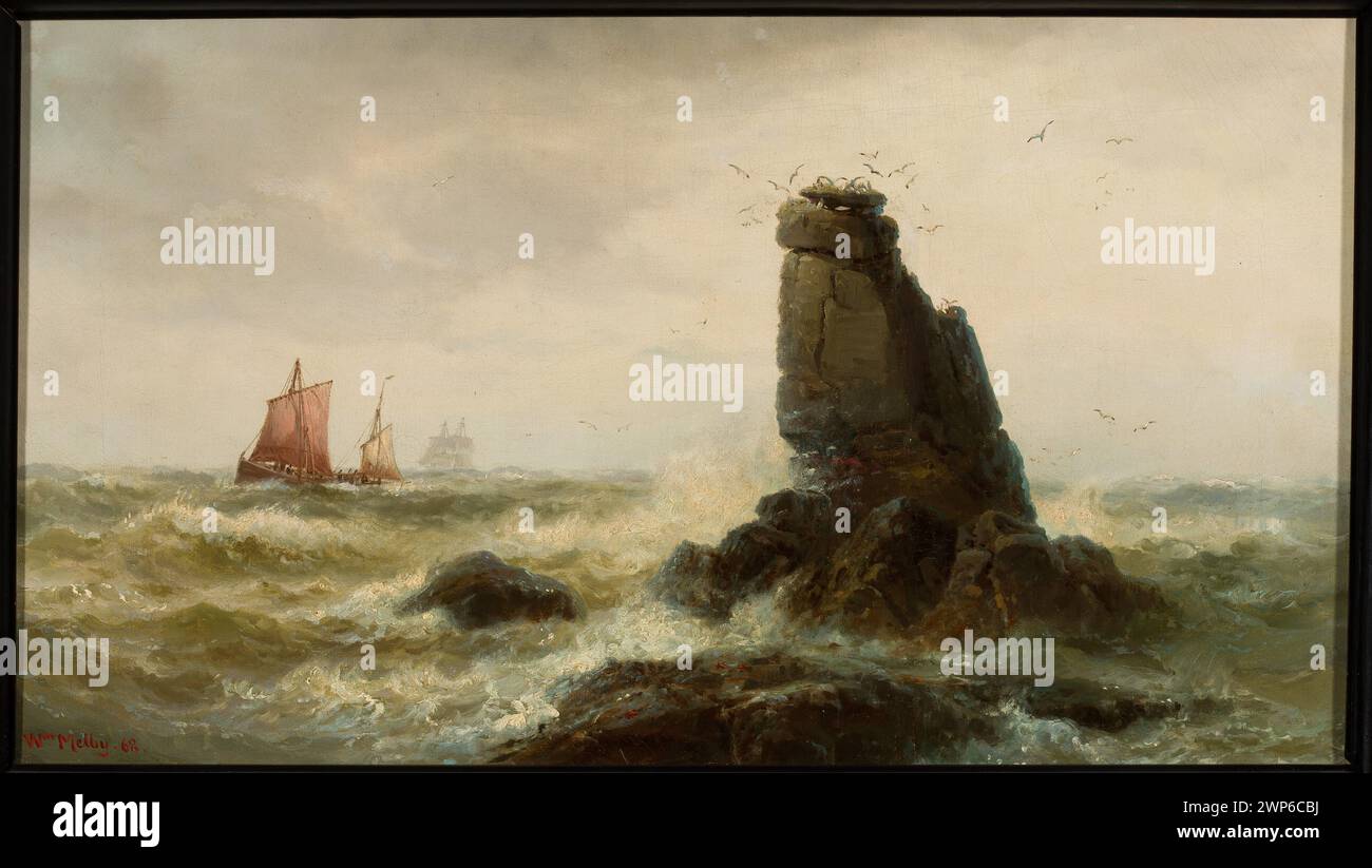 Paysage marin avec AGLIKS ; Melbye, Vilhelm (1824-1882) ; 1868 (1868-00-00-1868-00-00) ; peinture danoise, marine, mer, paysages marins, transmission (provenance) de KP, rochers, voiliers Banque D'Images