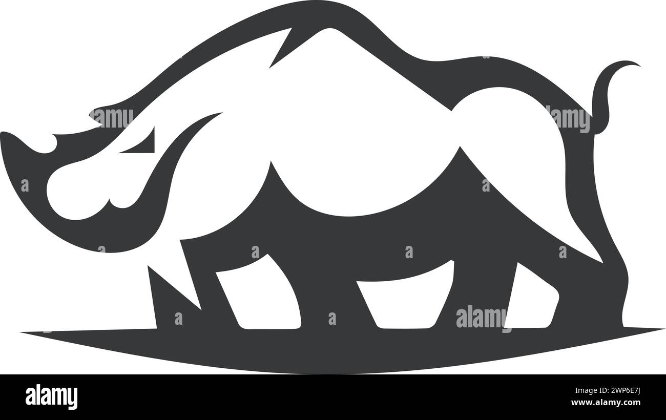 Silhouette d'un Rhino puissant debout sur fond blanc illustration vectorielle Illustration de Vecteur Silhouette d'un Rhino puissant debout sur fond blanc illustration vectorielle Illustration de Vecteur
