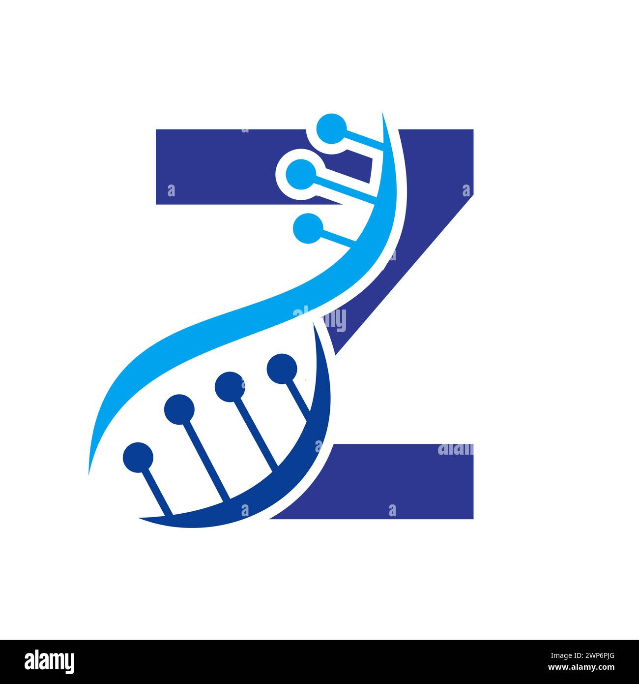 Logo ADN initial sur le modèle vectoriel lettre Z pour le symbole santé Illustration de Vecteur