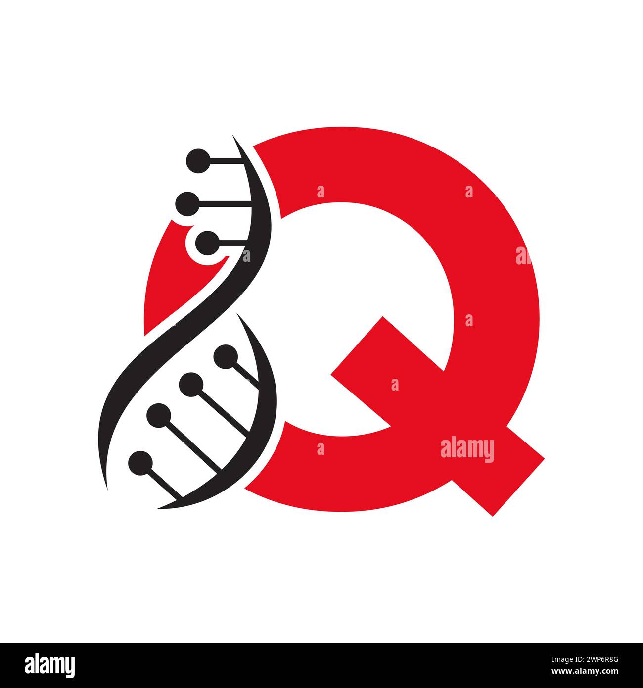 Logo ADN initial sur le modèle vectoriel lettre Q pour le symbole santé Illustration de Vecteur