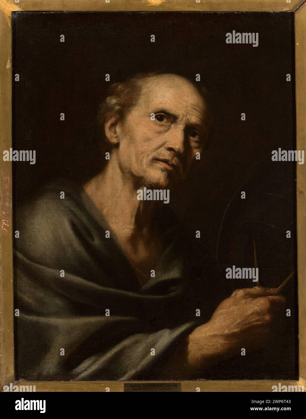 Portrait d'un mari avec un cirque par Joachim von Sandrart, XVIIe siècle, plus tard partie de la collection de Jan Popławski avec une provenance documentée. Banque D'Images