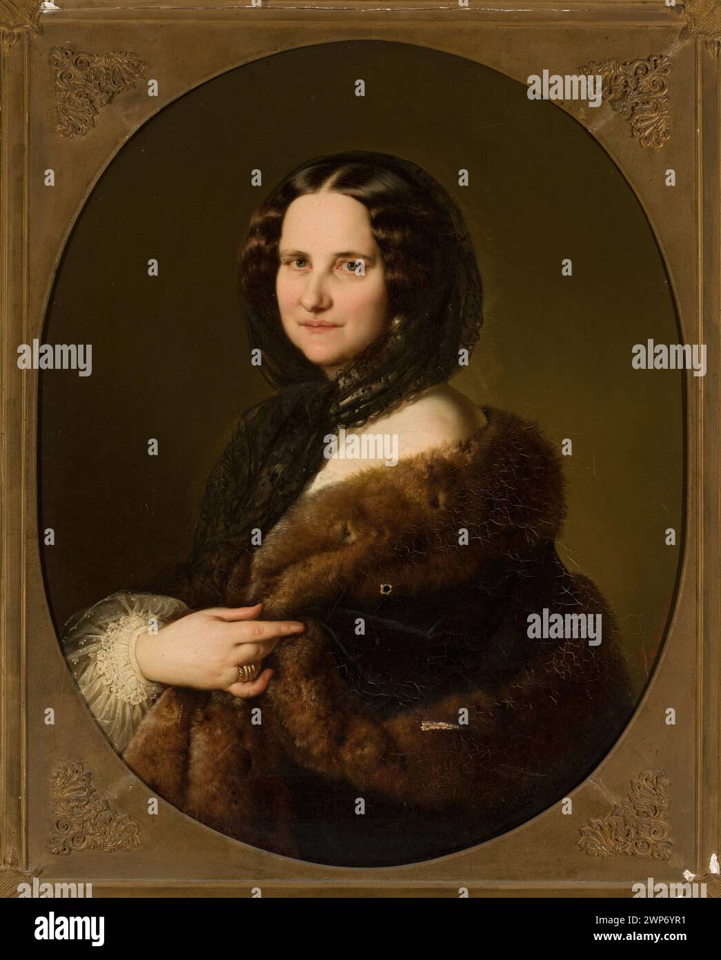 Portrait d'une dame avec un châle noir en dentelle sur le principal ; Bergmann (FL. CA 1800-1900) ; 1860 (1860-00-00-1860-00-00) ; femmes, portraits, portraits de femmes Banque D'Images