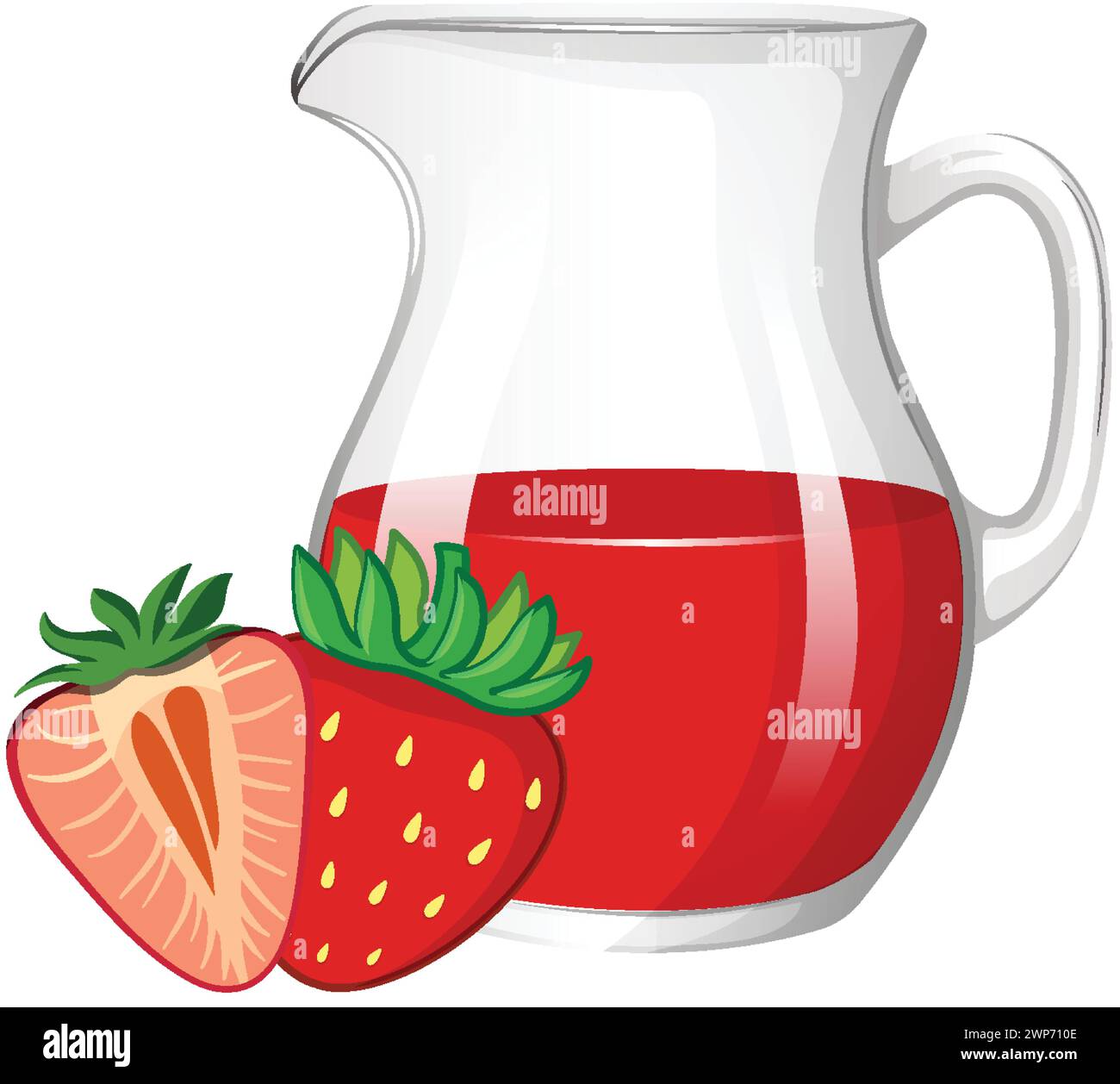 Illustration vectorielle de jus de fraise rouge dans un pichet Illustration de Vecteur