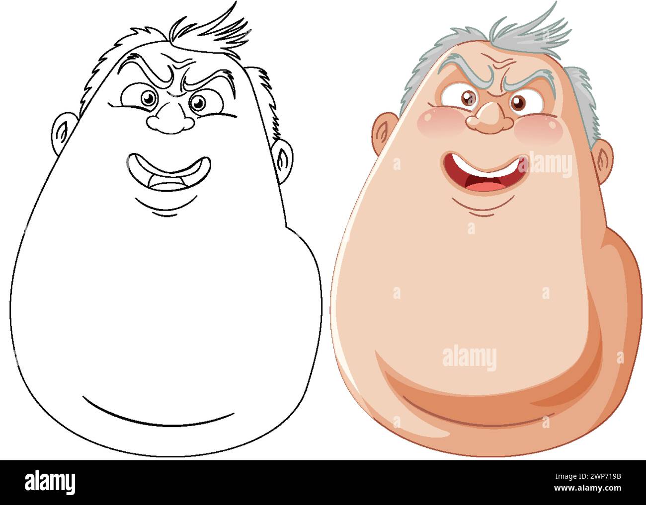 Deux personnages de dessins animés montrant des émotions différentes Illustration de Vecteur