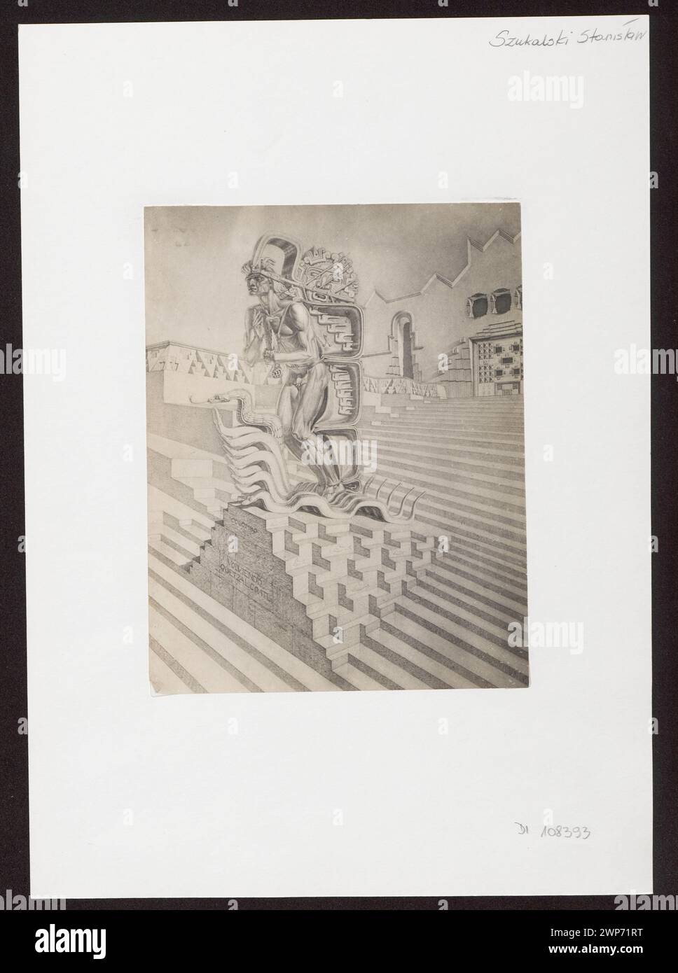 Photographie de figure : Stanisław Szukalski (1893-1987), un monument avec la figure et l'inscription : 'Colombo. Volviendo Qetzalcoatl' ; 20-30 ans. XXe siècle (1920-00-00-1939-00-00);Quetzalcoatl, Stanisław (1893-1987), Szukalski, monuments, dessin (artiste), dessin polonais, sculpture (artiste), sculpture polonaise (artiste) Banque D'Images