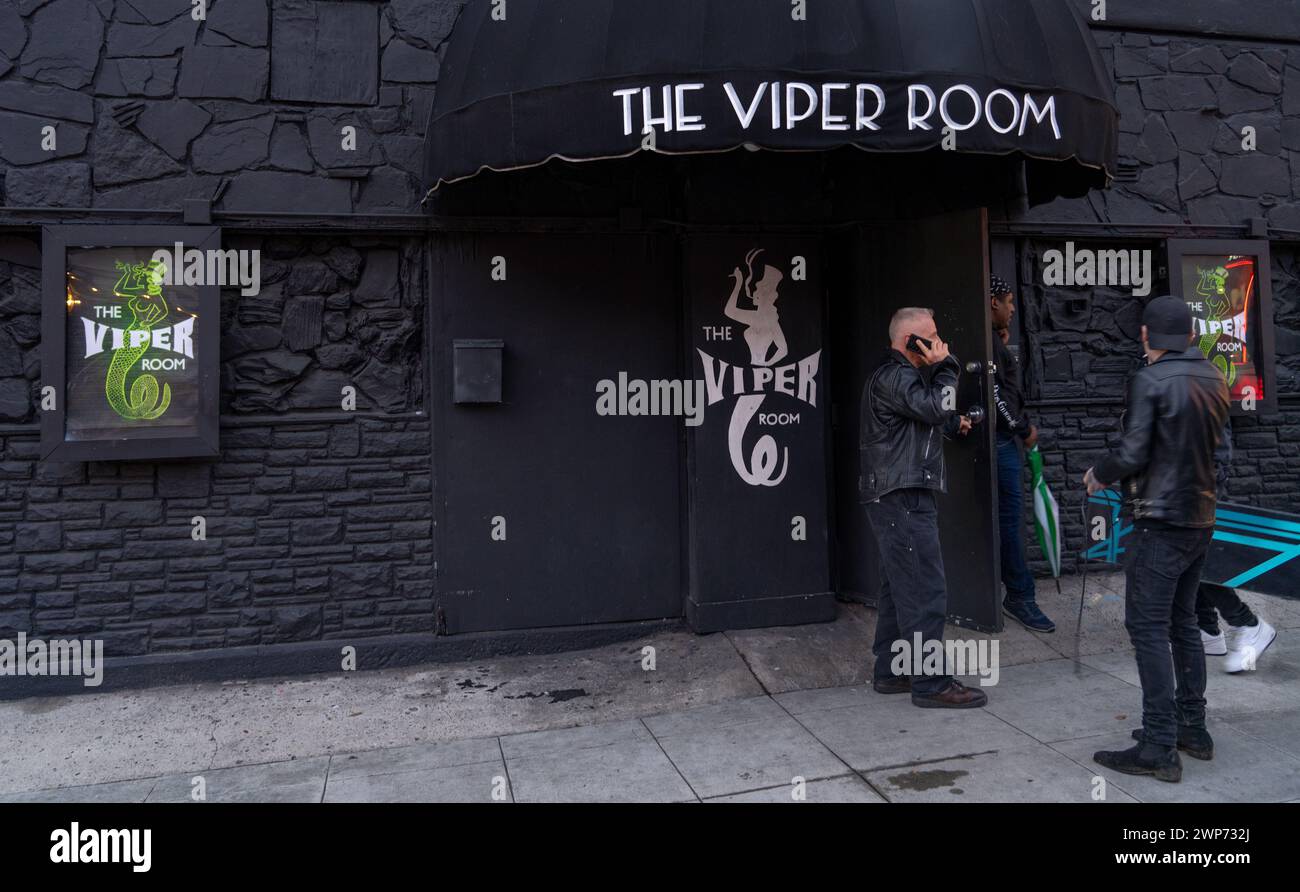 Vue sur le célèbre club de musique Viper Room de LOS ANGELES et le bar sur Sunset Boulevard à West Hollywood. Banque D'Images