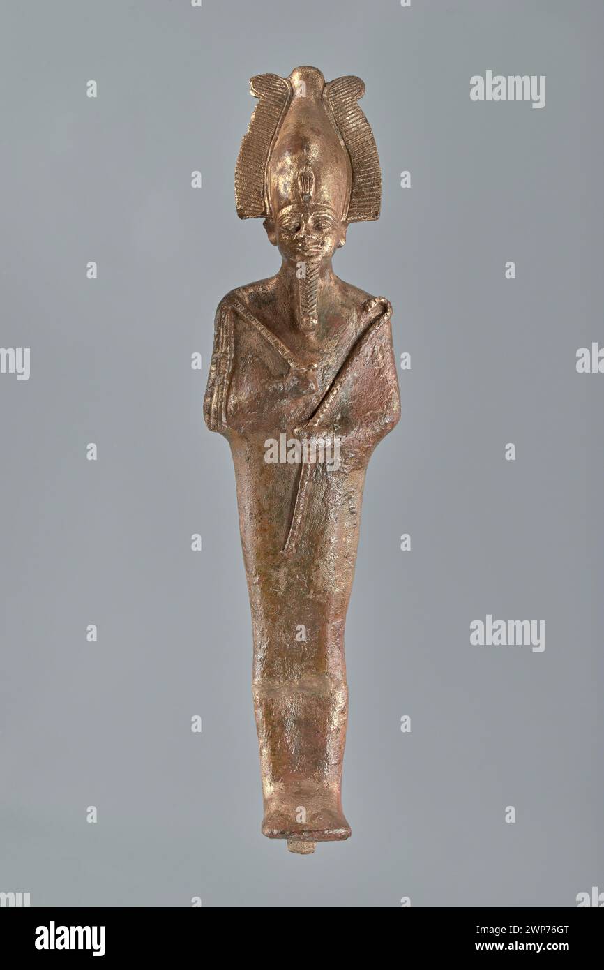 Sculpture d'Osiris, Dieu égyptien de l'au-delà, datant du IVe siècle après JC, représentant l'iconographie traditionnelle. Banque D'Images