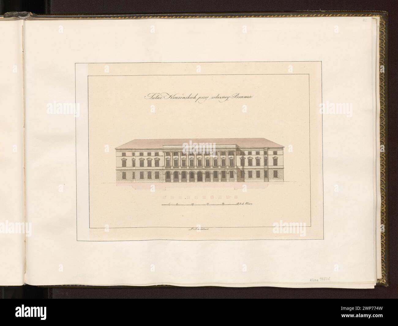 Façade du Lubomirski (krasien) ; Schmidtner, Leonhard (1799-1873), Knusman, Daniel (Varsovie; Litographic Zak 1821-1826) ; 1837 (impression) ; 1823-1824 (matrice) (1823-00-00-1824-00-00) ; Varsovie (Voïvodie de Masovian), Witke-Jeżewski, Dominik (1862-1944)-collection, Palais Lubomirski (Varsovie), achat (provenance) Banque D'Images