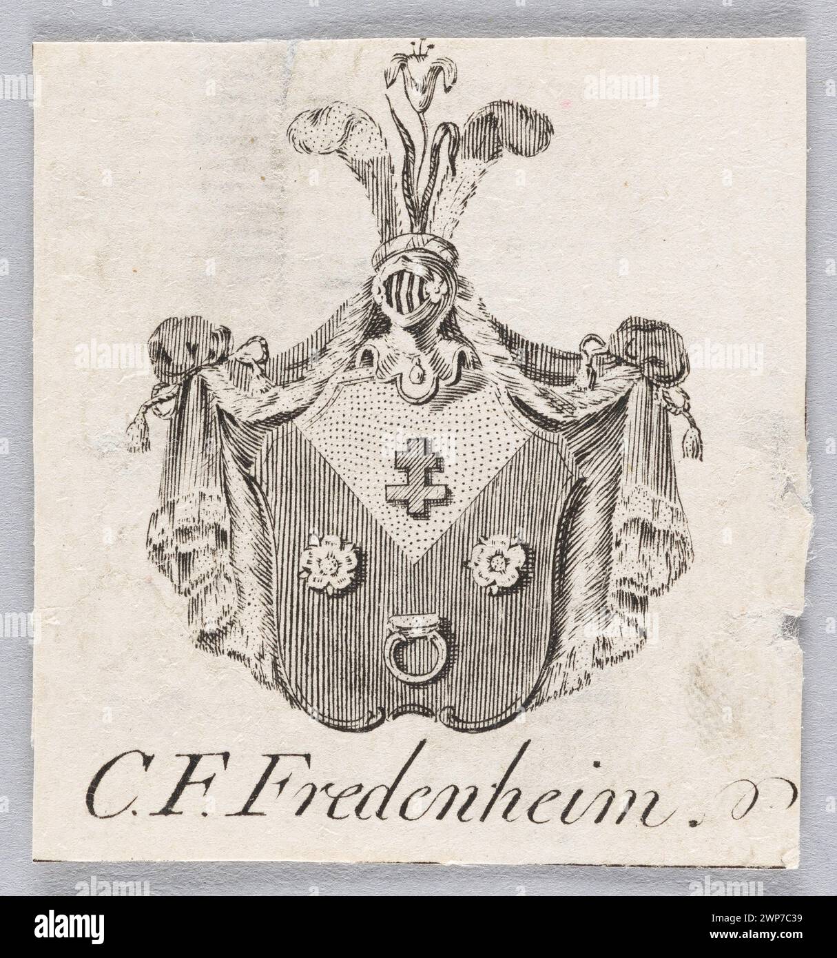 [ExLibris:] C.F. Fredenheim ; avant 1803 (1768-00-00-1803-00-00);Fredenheim, Carl Fredrik (1748-1803), Fredenheim, Carl Fredrik (1748-1803)-exlibris, Suède, Suédois, héraldique et textes exlibris, armoiries, armoiries, blasons d'armoiries boucliers Banque D'Images