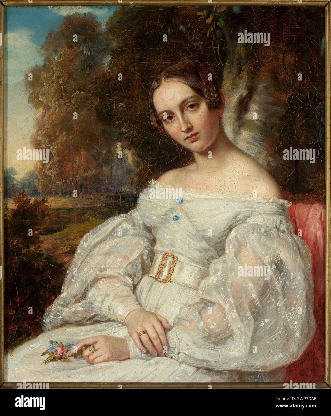 Portrait d'une femme (Olga née Potocki Naryszkin) ; G.B. (fl. CA 1800-1850) ; 1. PO. XIXe siècle (1801-00-00-1850-00-00);Napoléon, portraits sur fond de paysage, personnages assis, romantisme (style) Banque D'Images