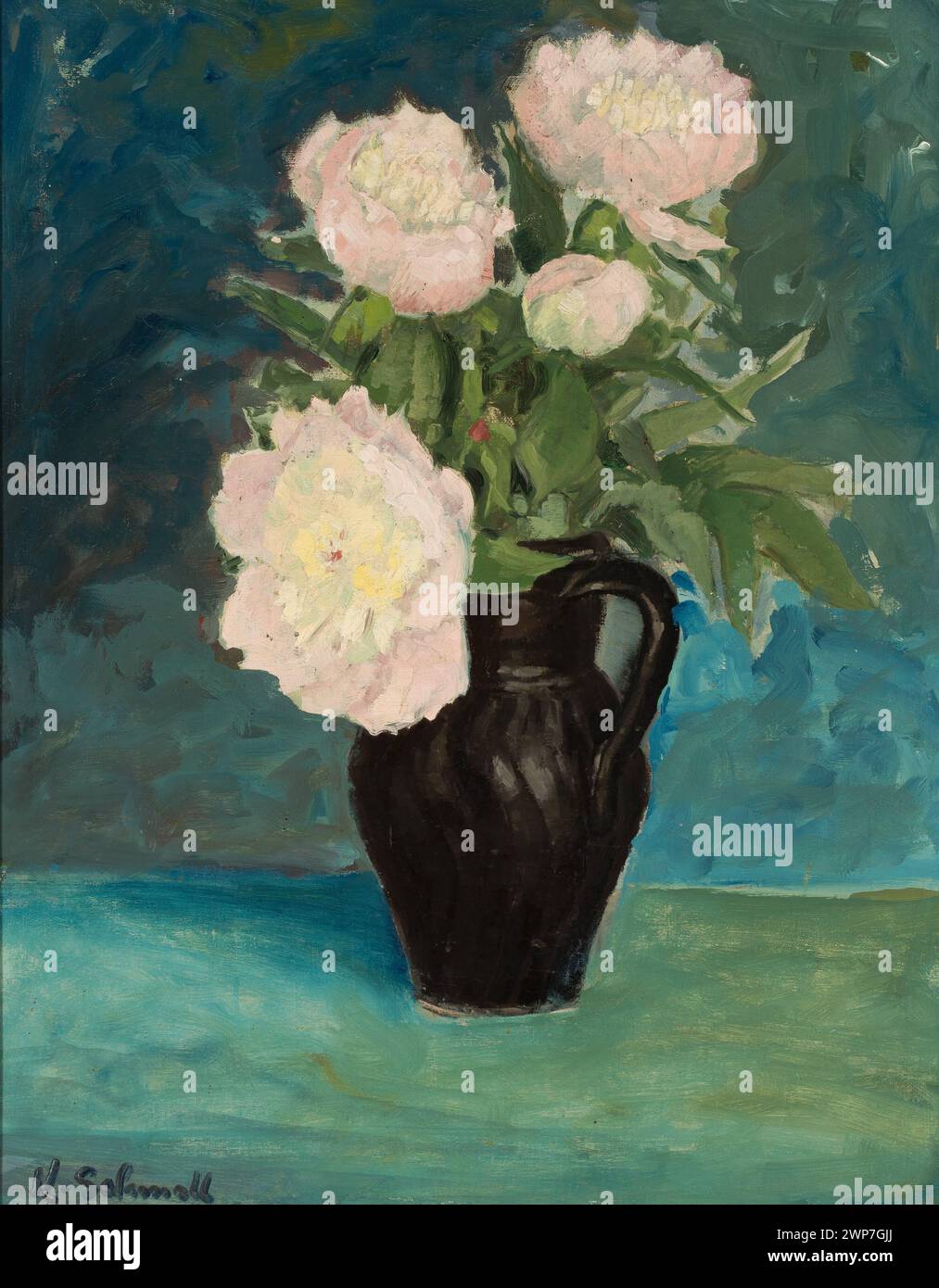 Peon dans un vase ; Schmoll von Eisenwerth, Carl (1879-1947) ; 1. PO. XXe siècle (1901-00-00-1950-00-00);fleurs, peinture allemande, nature morte, peon Banque D'Images