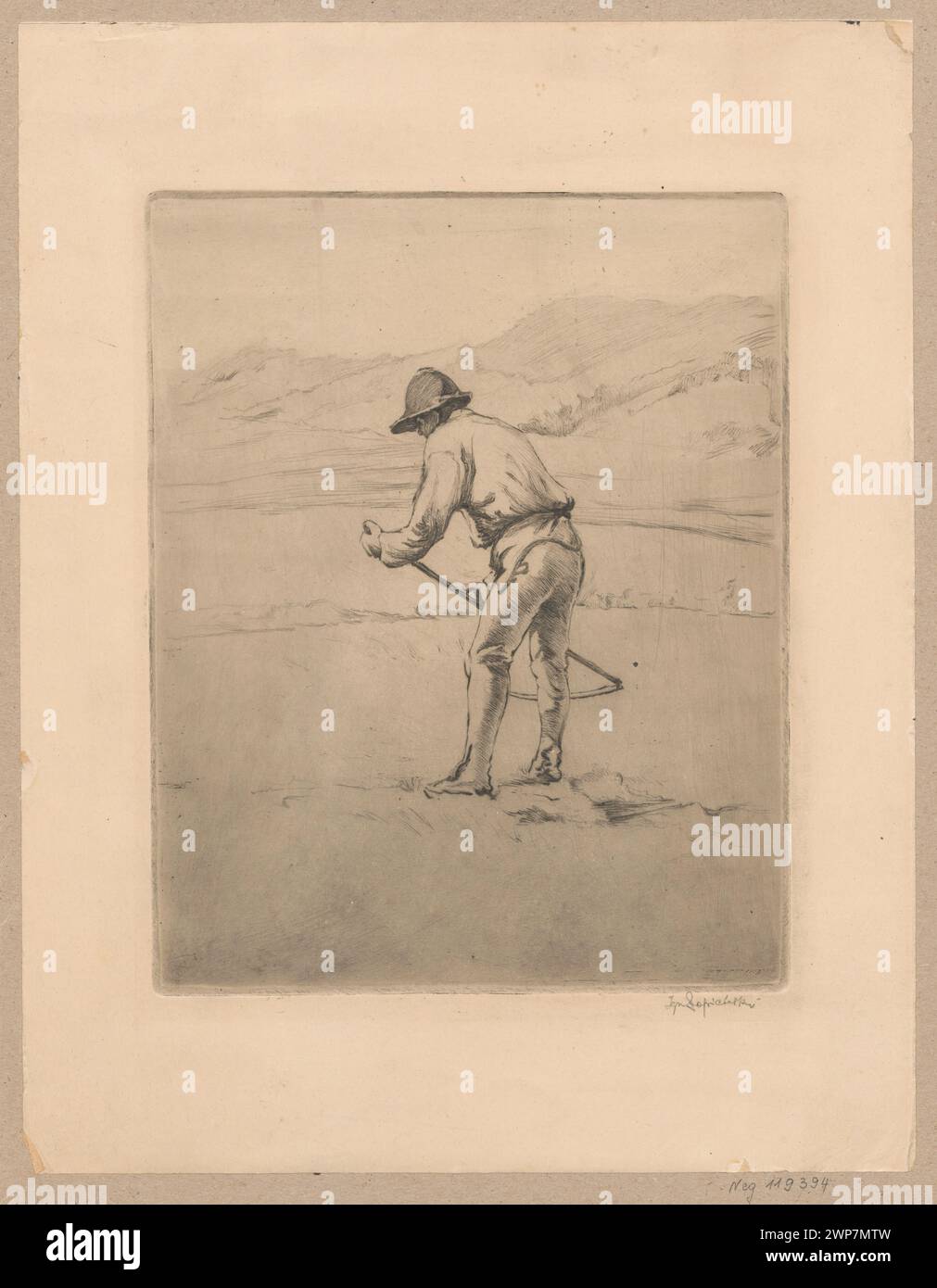 Alpiniste ; Care, Ignacy (1865-1941) ; 1930 (1930-00-00-1930-00-00) ; Ethnographie, graphisme polonais, highlanders, paysages de montagne, Pologne (culture), agriculture, village, scènes de genre, village, Łopieński, Ignacy (1865-1944), Łopieński, Ignacy (1865-1944)-collection Banque D'Images