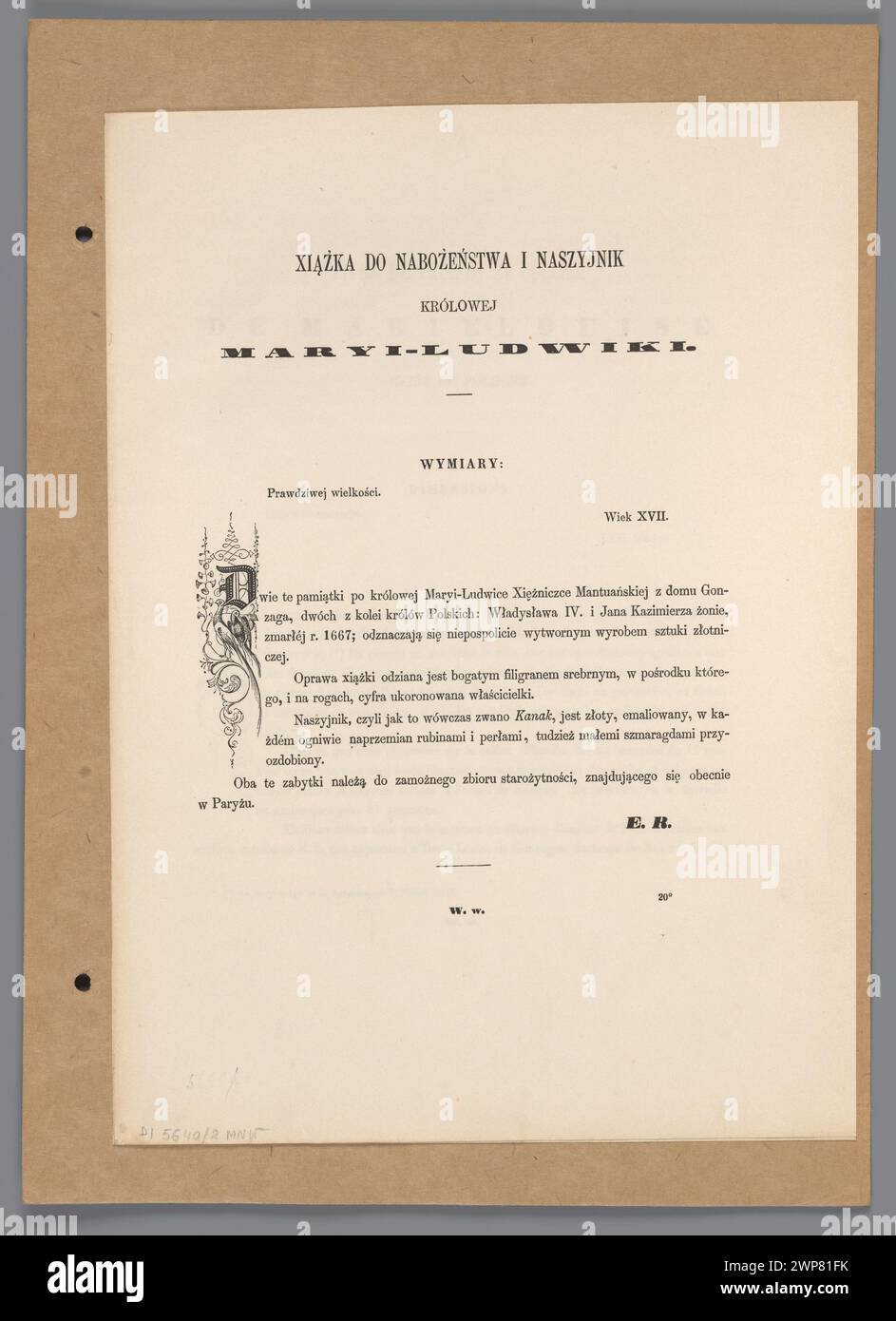 Illustration de XI ka et du collier de la reine Mary-Ludwiki, documentée dans des publications du milieu du XIXe siècle par Aleksander Przedziecki et Edward Rastawiecki, représentant des motifs de médaline et d'art de la Renaissance en Pologne après le XVIIe siècle. Banque D'Images
