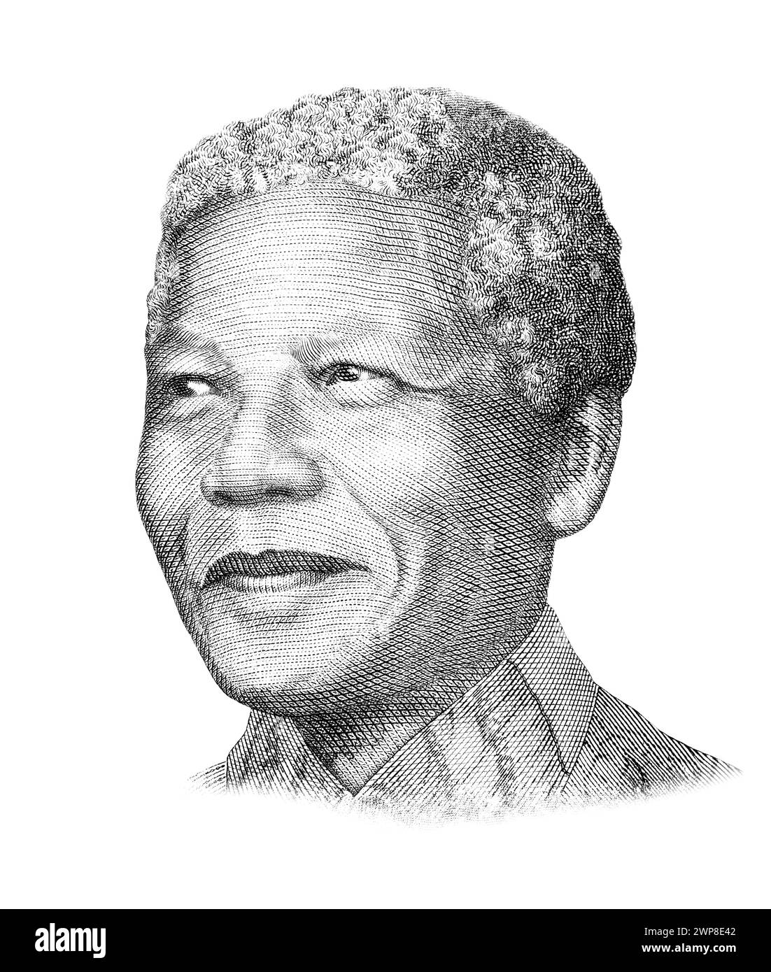 Nelson Mandela (1918-2013). Portrait sur le billet de banque de 10 rands d'Afrique du Sud, gros plan Banque D'Images