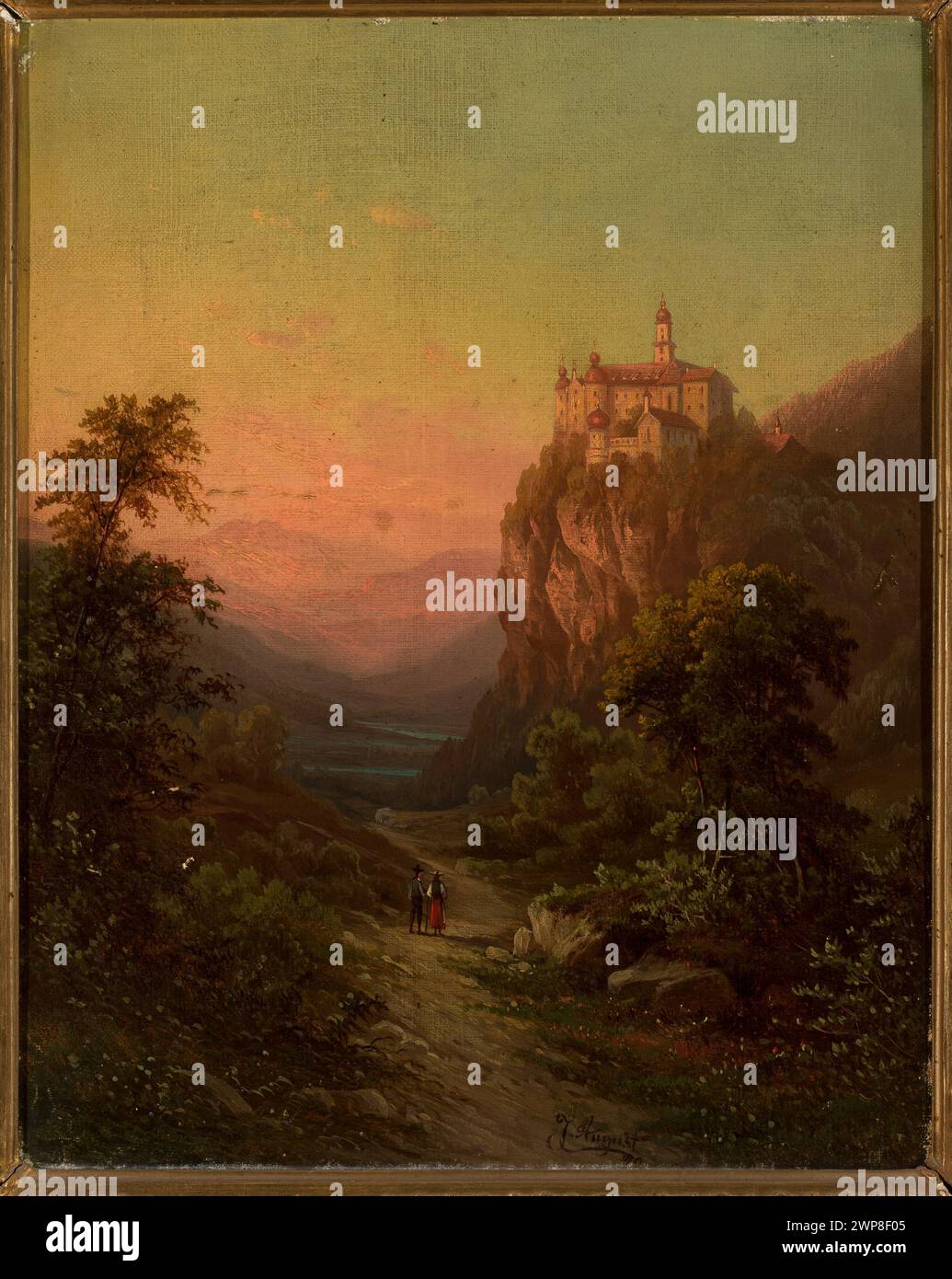 Un monastère sur le rocher ; August, J. (FL. CA 1800-1900) ; 1872 (1872-00-00-1872-00-00) ; montagnes, monastères, peinture allemande, paysages, paysages avec relais Banque D'Images