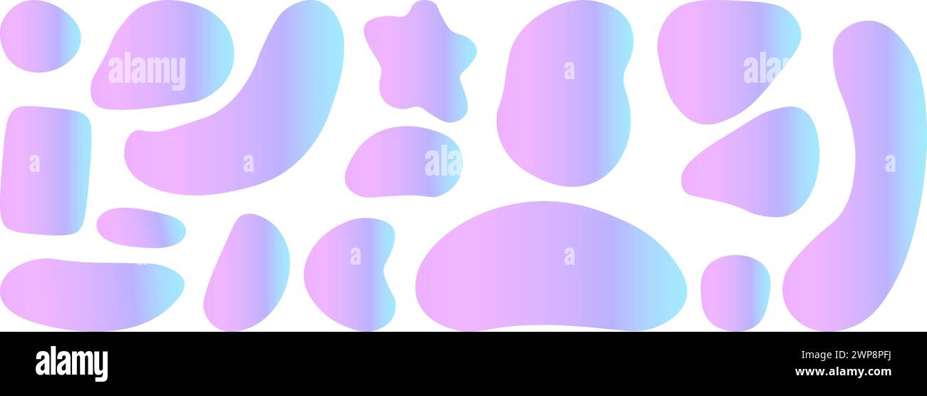 Ensemble de formes organiques holographiques. formes liquides, éléments de conception graphique. Illustration vectorielle Illustration de Vecteur