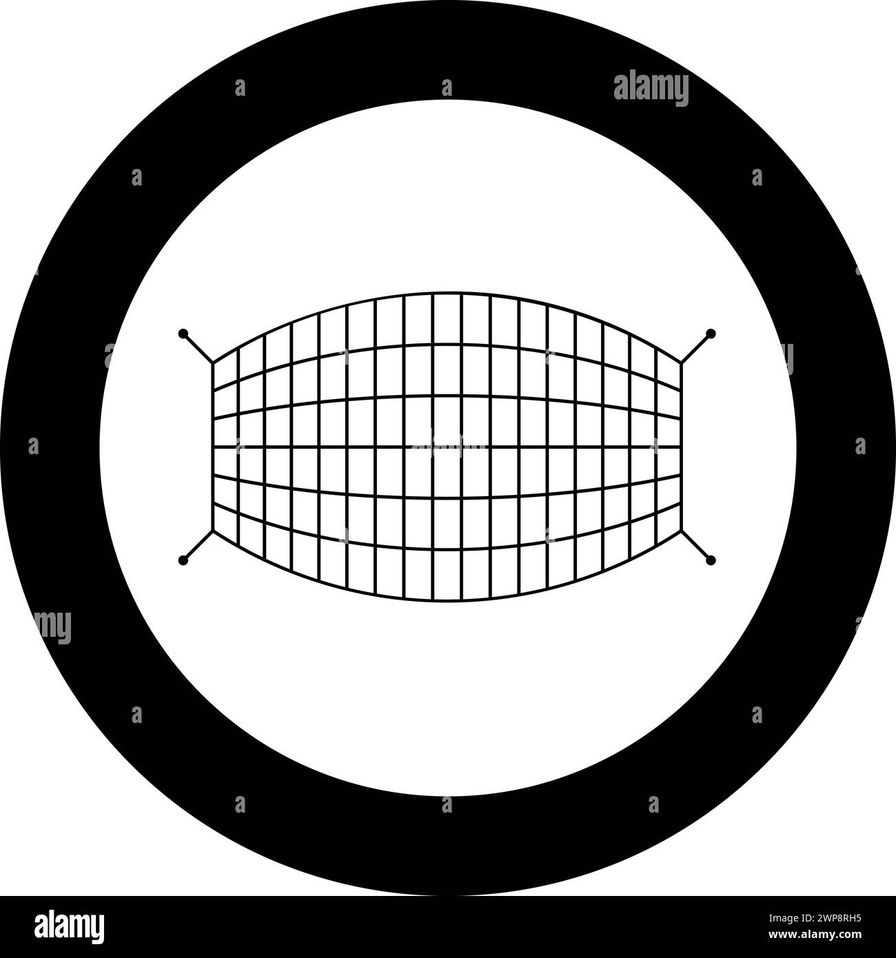 Icône de filet de corde de filet de poisson en cercle rond noir illustration vectorielle image de contour solide style simple Illustration de Vecteur