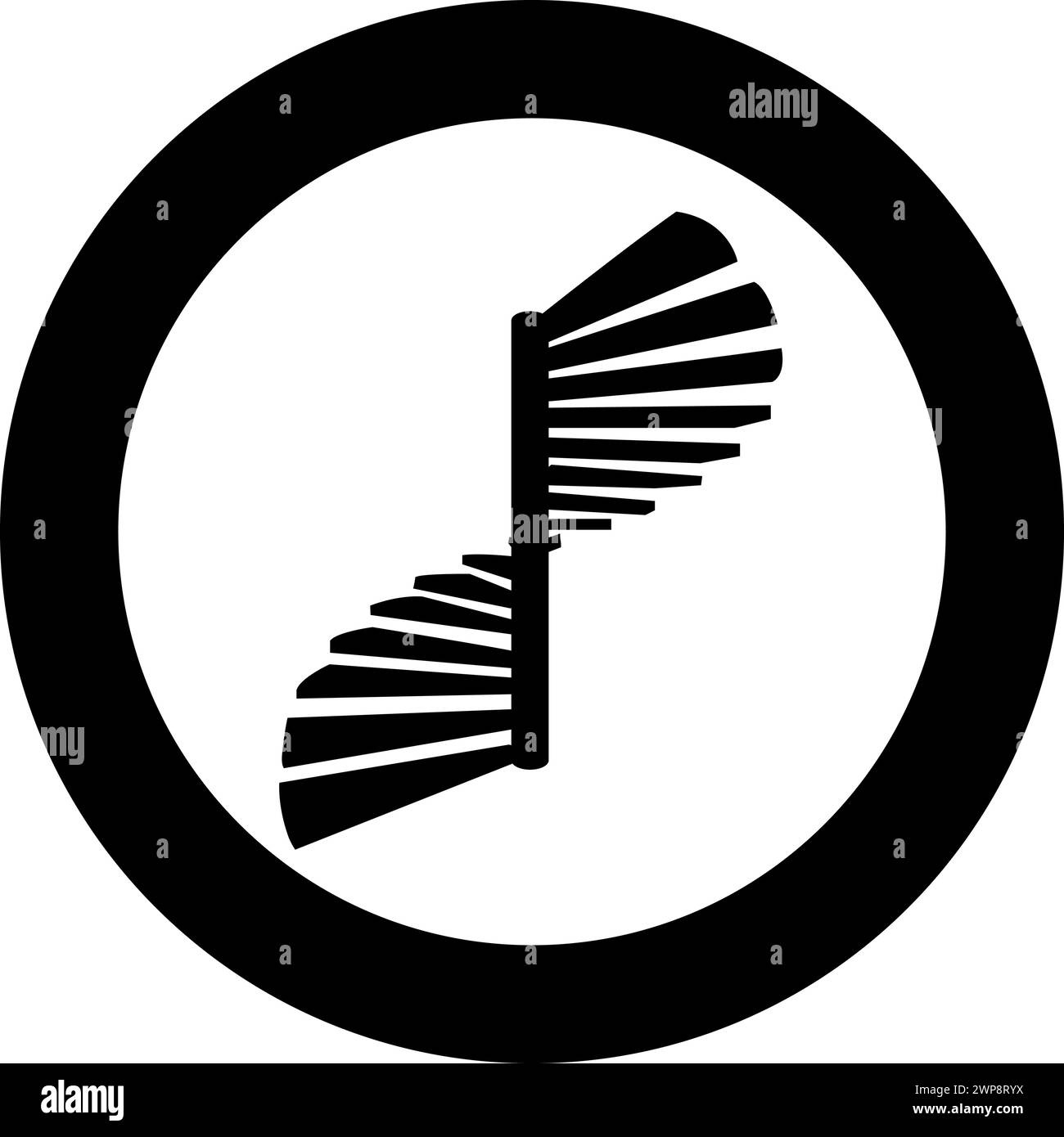 Escalier en spirale icône d'escaliers circulaires en cercle rond noir illustration vectorielle image solide style de contour simple Illustration de Vecteur