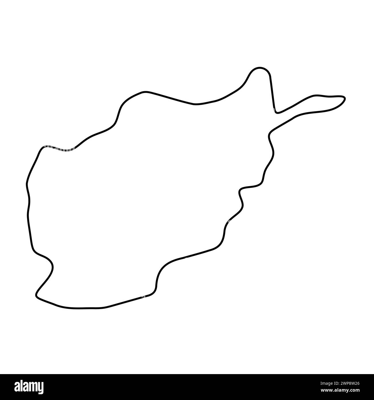 Afghanistan carte simplifiée du pays. Contour noir fin. Icône vectorielle simple Illustration de Vecteur