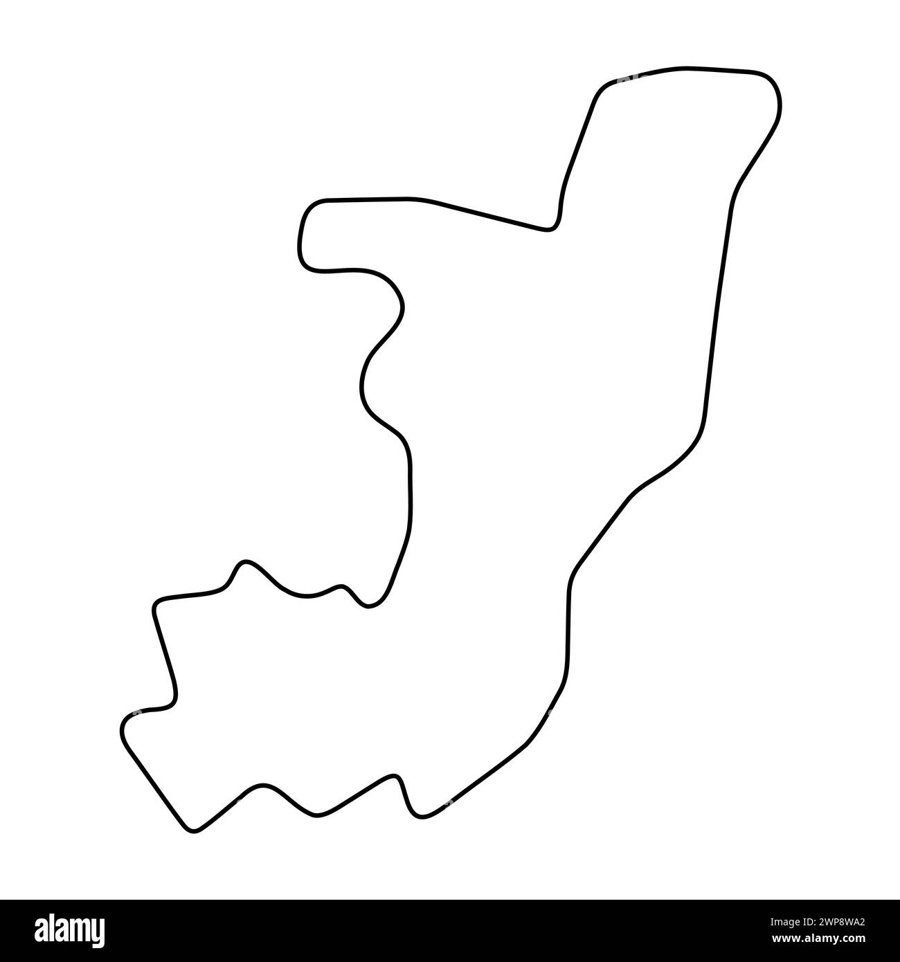 République du Congo carte simplifiée du pays. Contour noir fin. Icône vectorielle simple Illustration de Vecteur