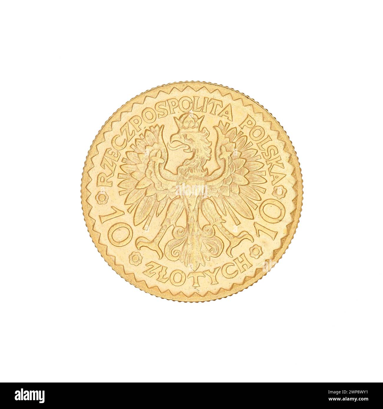 Conception d'essai pour un billet de 10 zloty de 1925, préparé par Zofia Trzcińska Skahs et Jan Aleksandrowicz, reflétant l'art de la monnaie polonaise des années 1920 Banque D'Images