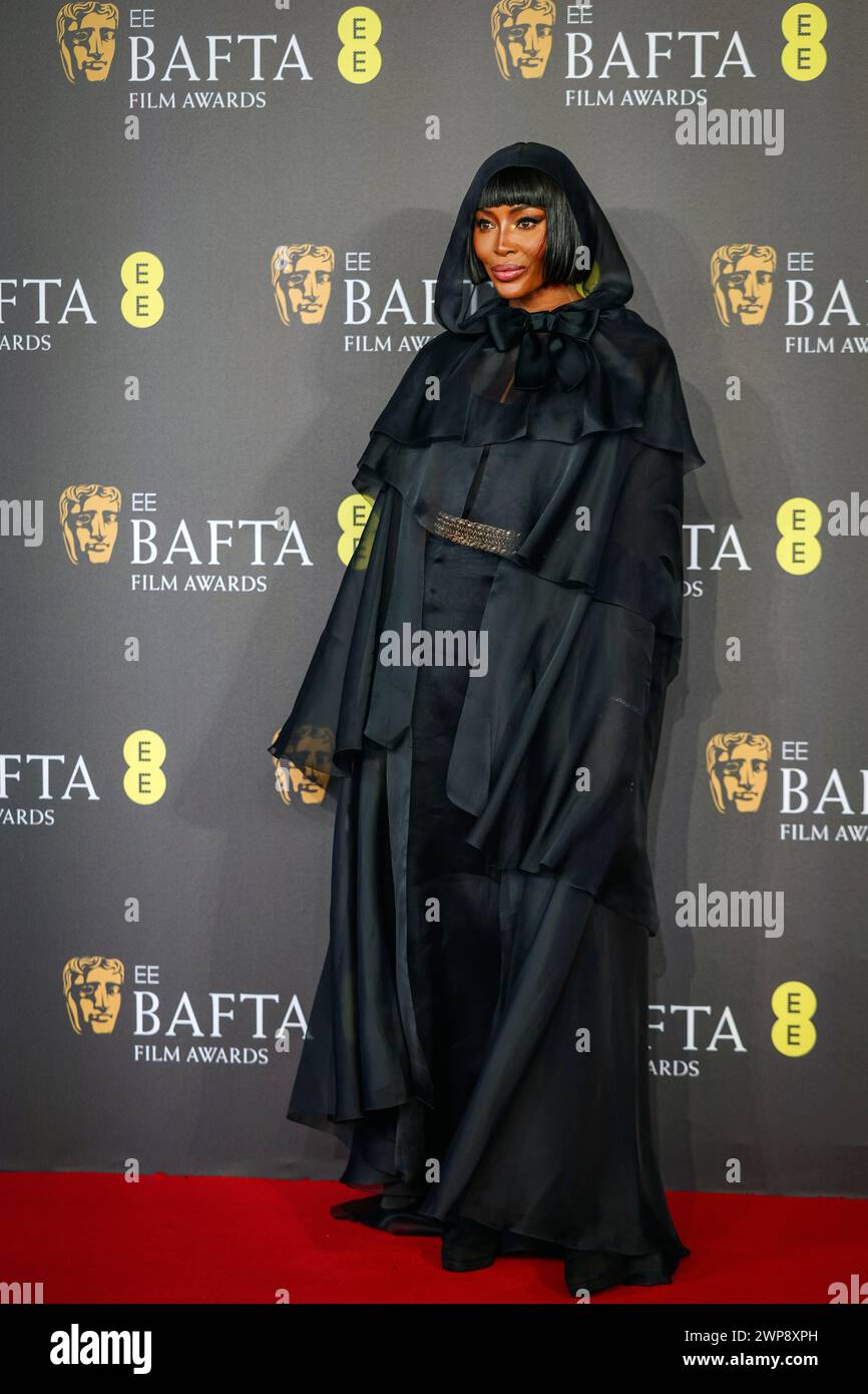 Naomi Campbell assiste aux EE BAFTA film Awards 2024 au Royal Festival Hall de Londres Banque D'Images