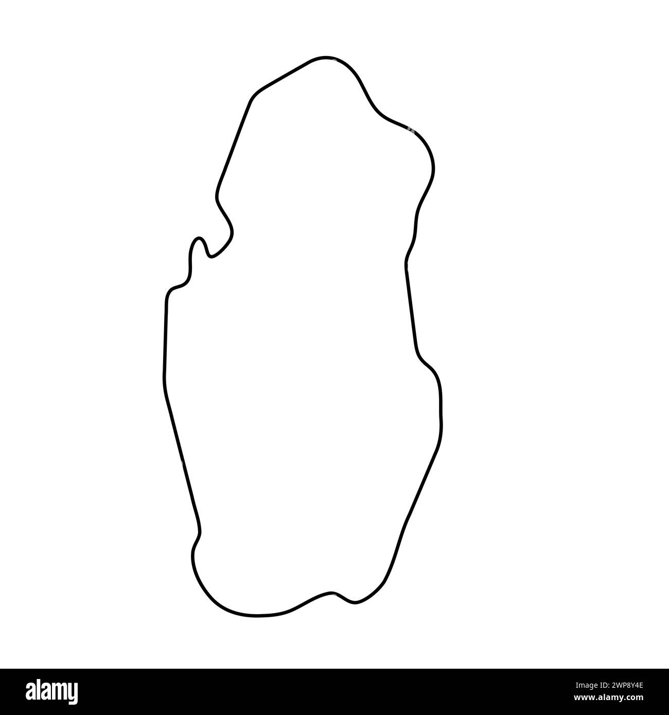 Carte simplifiée du pays Qatar. Contour noir fin. Icône vectorielle simple Illustration de Vecteur