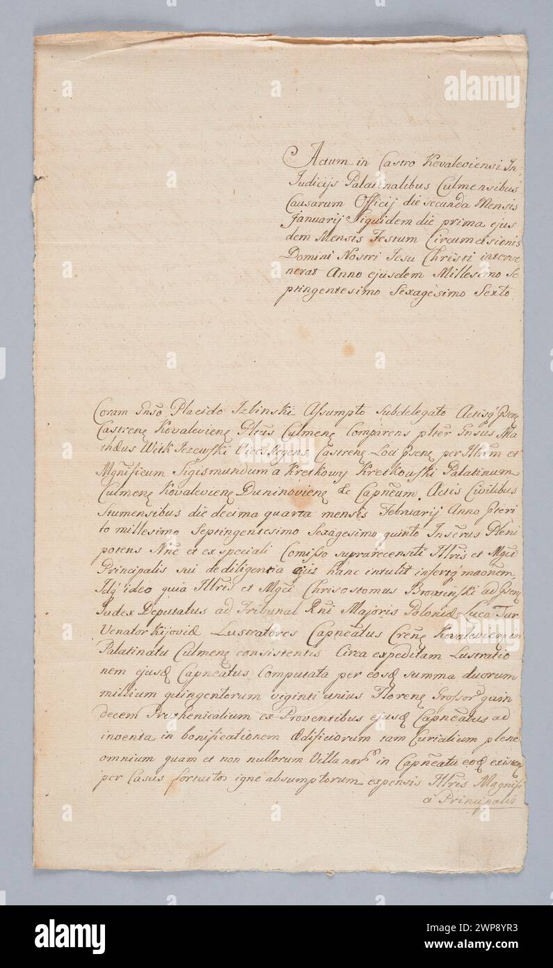 Document officiel ou sceau émis en 1766 par Zygmunt Kretkowski, Starosta de Kowal, représentant l'autorité administrative. Banque D'Images
