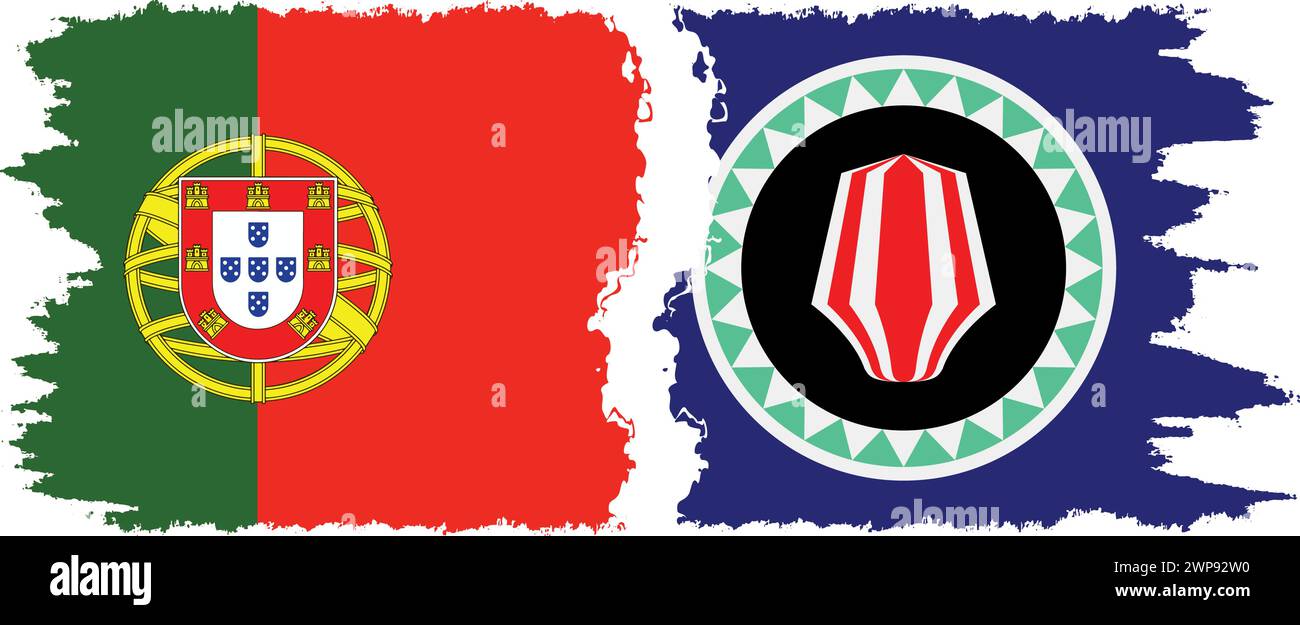 Bougainville et Portugal grunge drapeaux connexion, vecteur Illustration de Vecteur