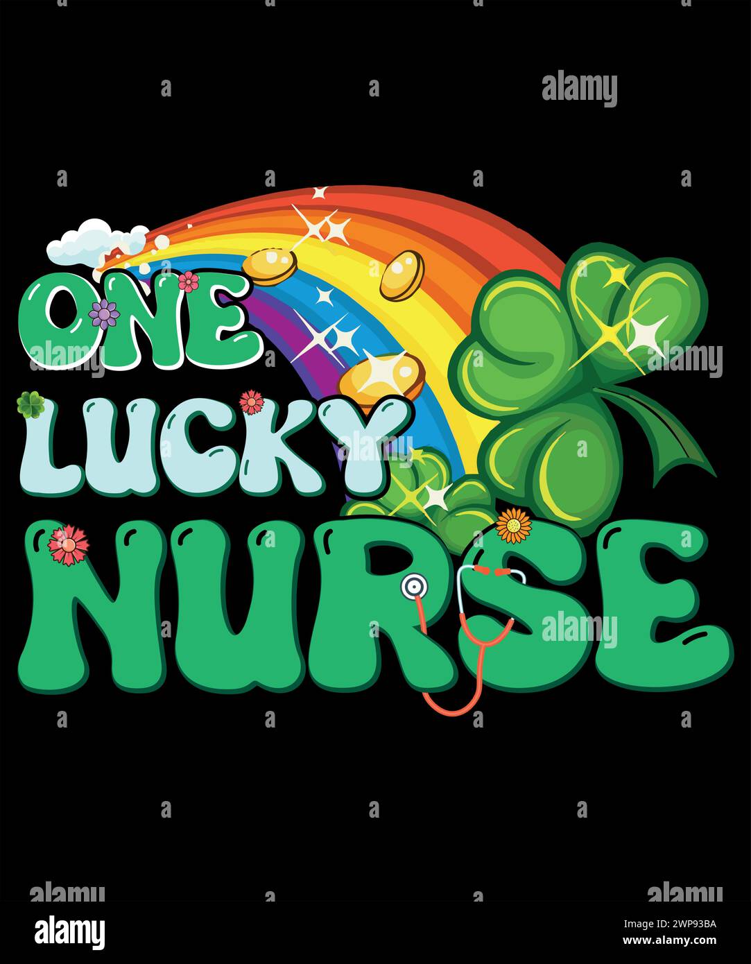 T-shirt jour de la St Patrick pour infirmière. Une infirmière chanceuse Illustration de Vecteur
