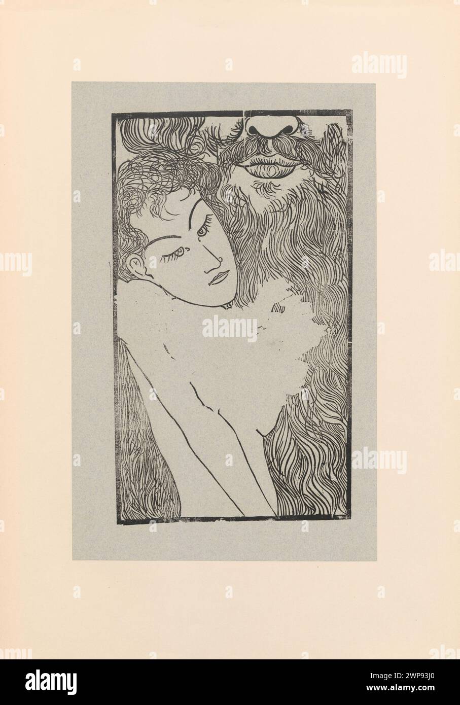 1908 tirage 'la création de la femme' de Feliks Stanisław Jasiński, représentant des actes féminins, figure biblique Eve et Dieu le Père, partie de la collection Leopold Wellsz, graphique polonais et symboliste. Banque D'Images 1908 tirage 'la création de la femme' de Feliks Stanisław Jasiński, représentant des actes féminins, figure biblique Eve et Dieu le Père, partie de la collection Leopold Wellsz, graphique polonais et symboliste. Banque D'Images