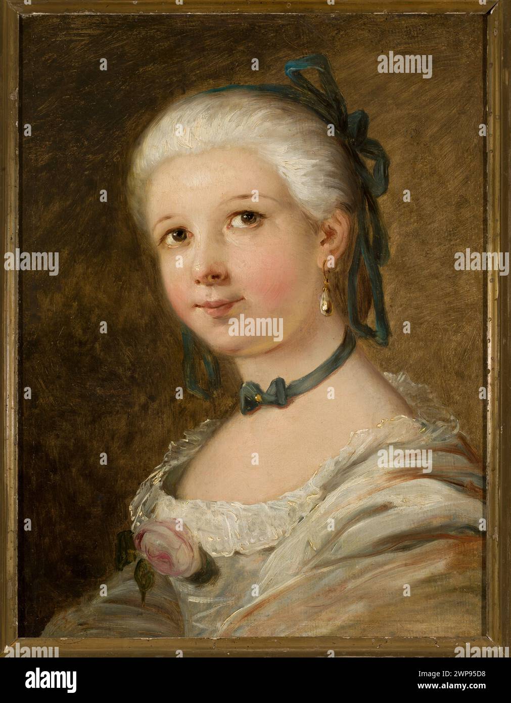 Une peinture française du XVIIIe siècle représente des femmes portant des perruques et des perles, mettant l'accent sur les portraits féminins et les vêtements à la mode. Banque D'Images