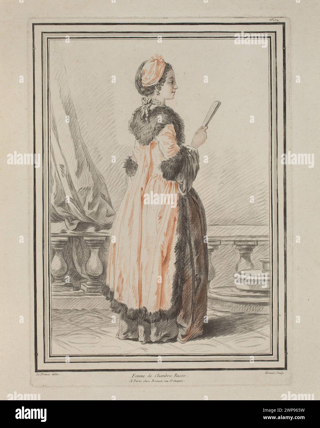 Femme de Chambre russe ; Bonnet, Louis Marin (1736-1793), le Prince, Jean-Baptiste (1734-1781); avant 1781 (1755-00-00-1781-00-00);Russie, français (culture), femmes, graphisme reproductif, scènes de genre Banque D'Images