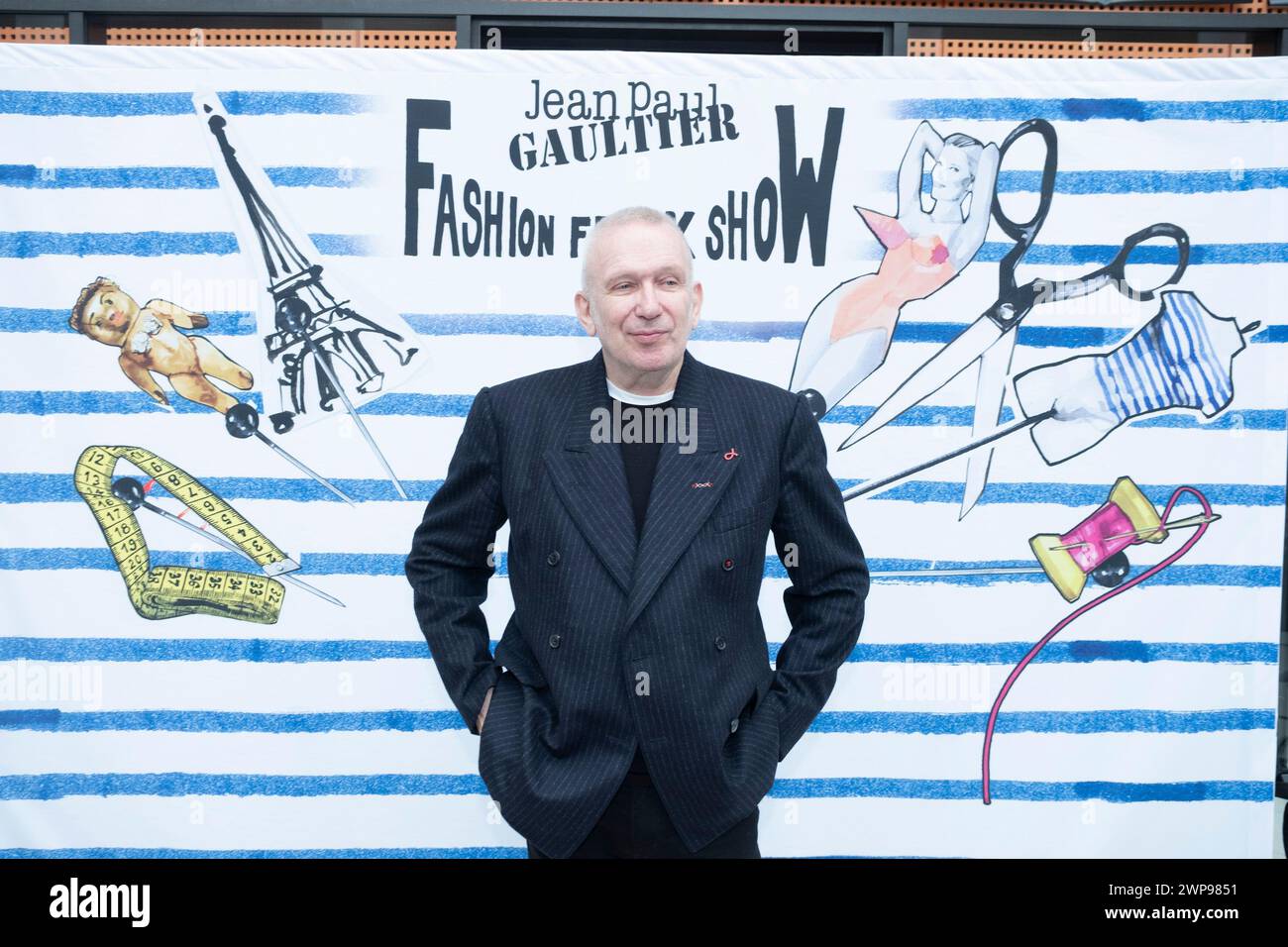 Milan, Italie. 06 mars 2024. Teatro Arcimboldi. Conferenza stampa dello spettacolo Jean Paul Gaultier Fashion Freak Show. - Mercoled&#xec ; 6 Marzo 2024 (Foto Alessandro Cimma/Lapresse) Théâtre Arcimboldi. Conférence de presse du Jean Paul Gaultier Fashion Freak Show. - Spectacle - Milan, Italie - mercredi 6 mars 2024 (photo Alessandro Cimma/Lapresse). Jean Paul Gaultier crédit : LaPresse/Alamy Live News Banque D'Images