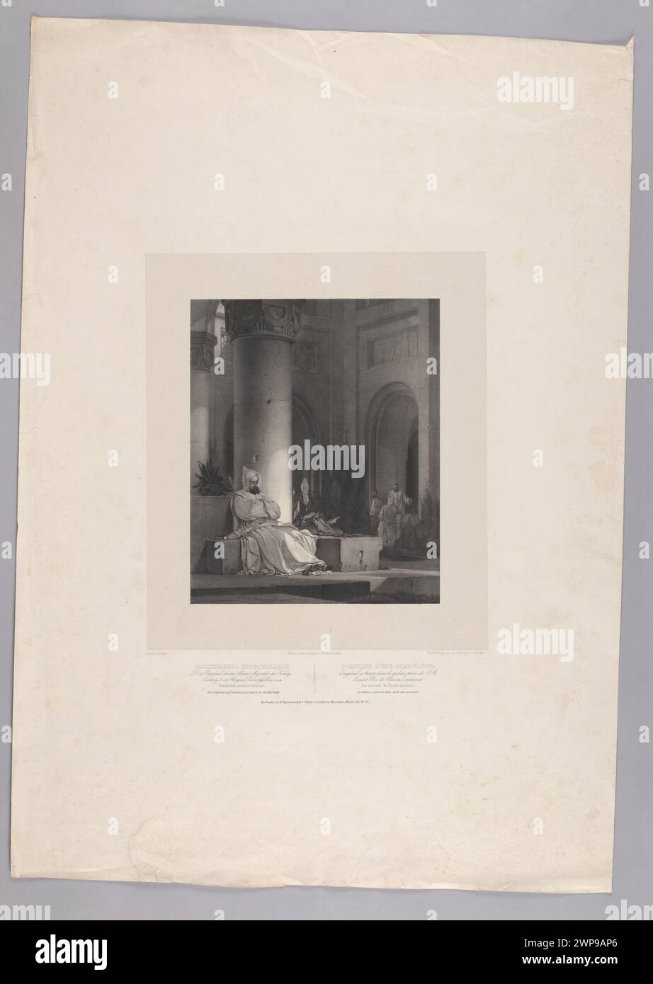 Illustration de la salle du monastère chartreux par August von Bayer et Johann Woelffle, publiée à Munich entre 1837 et 1842, montrant des détails architecturaux intérieurs. Banque D'Images