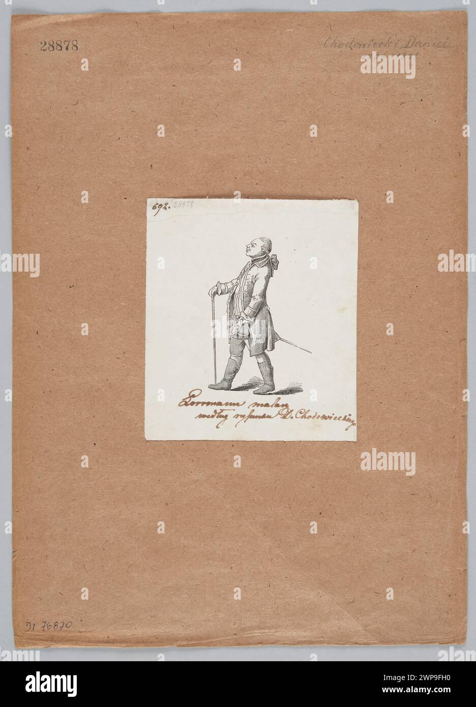 Ce graphique du XIXe siècle représente une silhouette de Friedrich Anton August Lohrmann basée sur un dessin de Daniel Nikolaus Chodowiecki, mesurant 13,3 sur 11,7 cm, du Musée national de Varsovie. Banque D'Images
