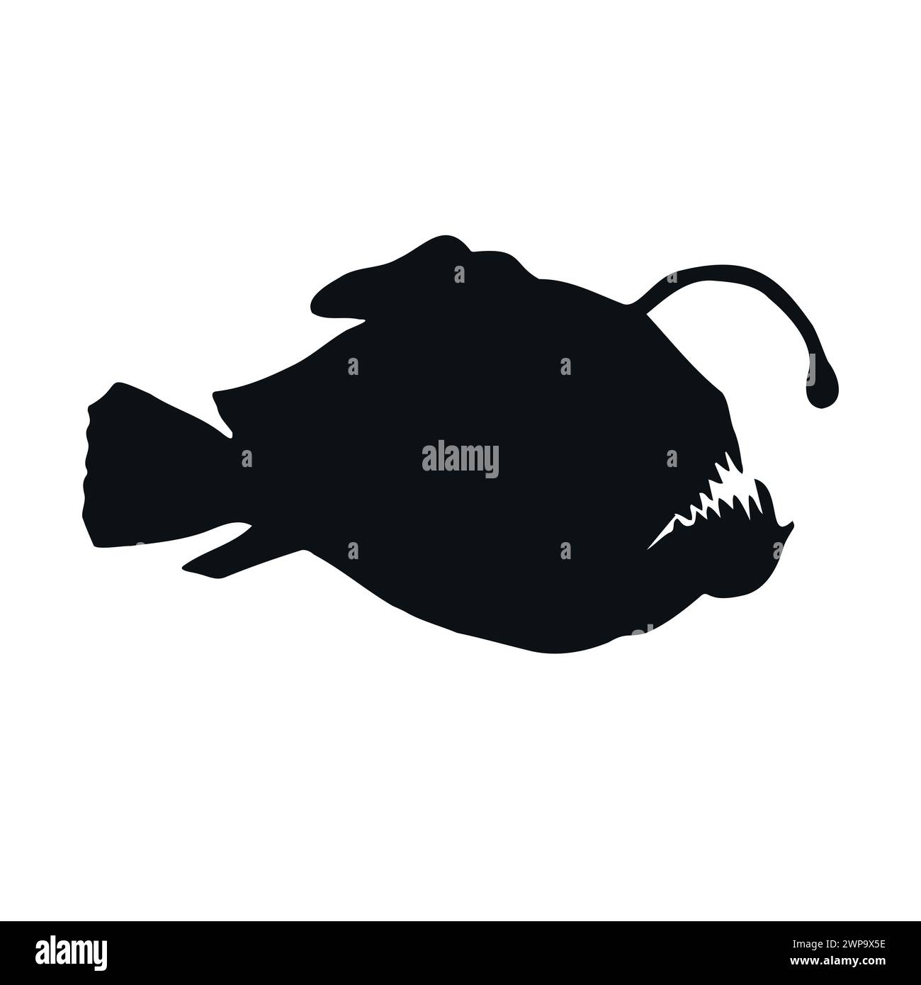Silhouette de poisson de pêcheur dessinée à la main de vecteur Illustration de Vecteur