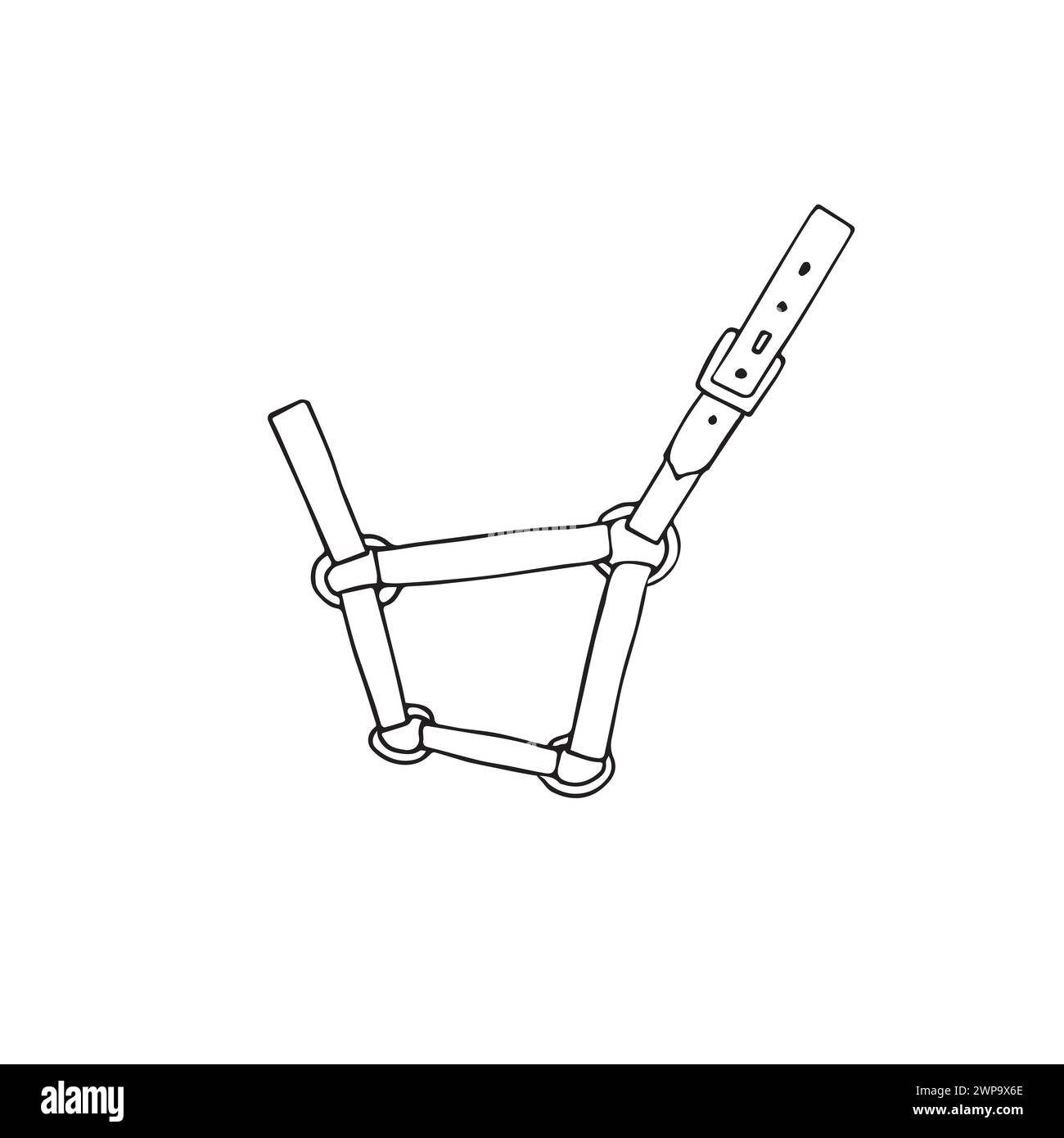 Licol de cheval d'esquisse de doodle dessiné à la main de vecteur Illustration de Vecteur
