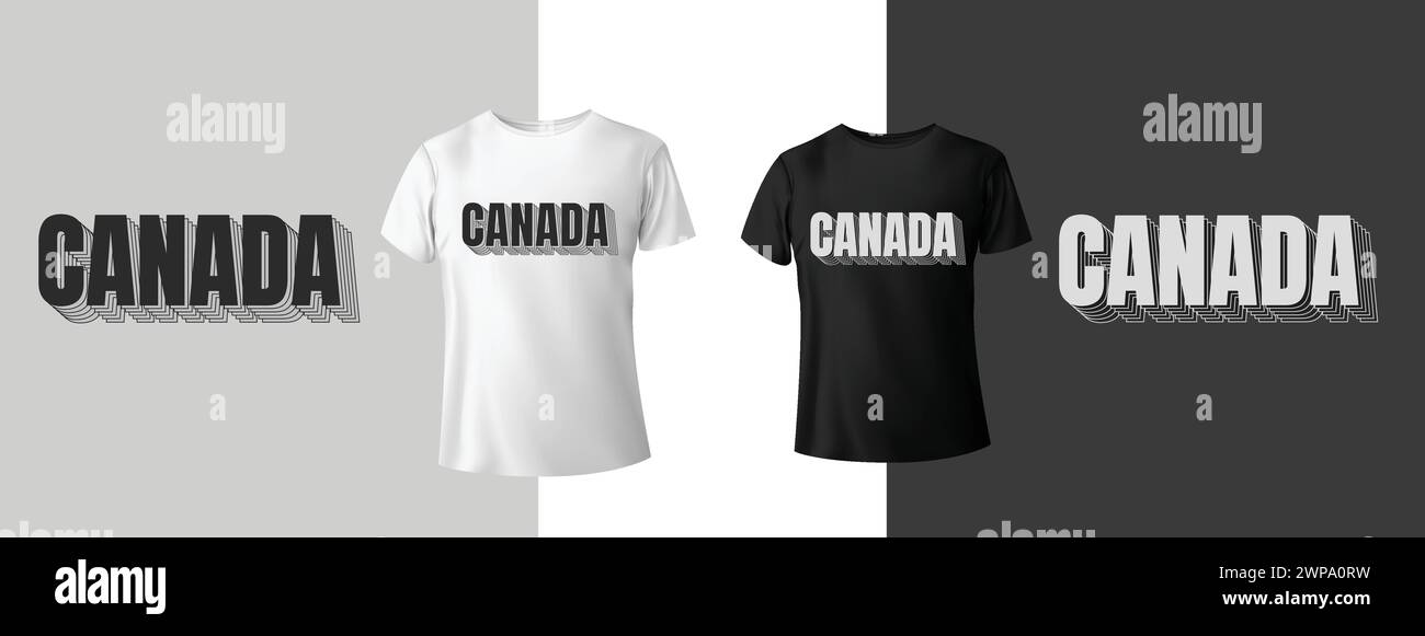 Design de t-shirt typographie Canada. Conception d'illustration vectorielle pour les graphiques de mode, t-shirt imprimés. texte du slogan. Dessin typographique vintage. Typographie Illustration de Vecteur