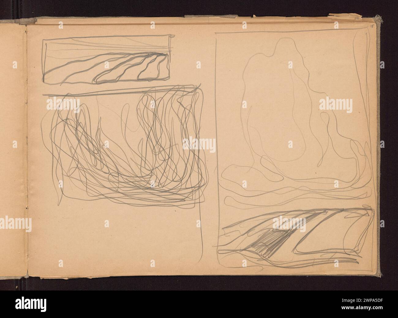 1900–1904 croquis de Ferdynand Ruszczyc représentent des paysages et des champs arables, montrant des éléments agricoles et naturels ; une partie de la collection partage plus, achetée. Banque D'Images