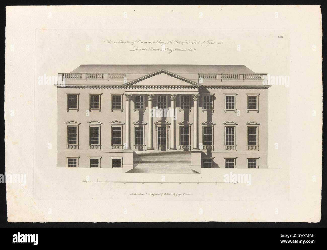 La façade sud de Claremont à Surry, Lord Tyirconnel Estate ; Richardson, George (1736-1817), Holland, Henry (1745-1806), Brown, Lancelot Capability (1716-1783), Richardson, George (Londres); éditeur ; éditeur ; FL CA 1766-1816) ; 1802-1808 (édition) ; 1801 (matrice) (1801-00-00-1808-00-00); Banque D'Images