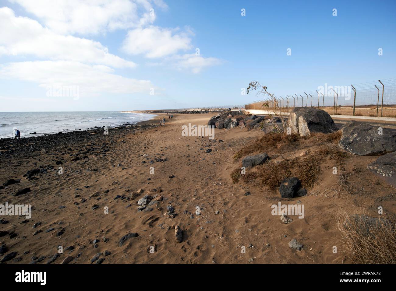 playa de matagorda plage sur le chemin périphérique de l'aéroport Lanzarote, îles Canaries, espagne Banque D'Images