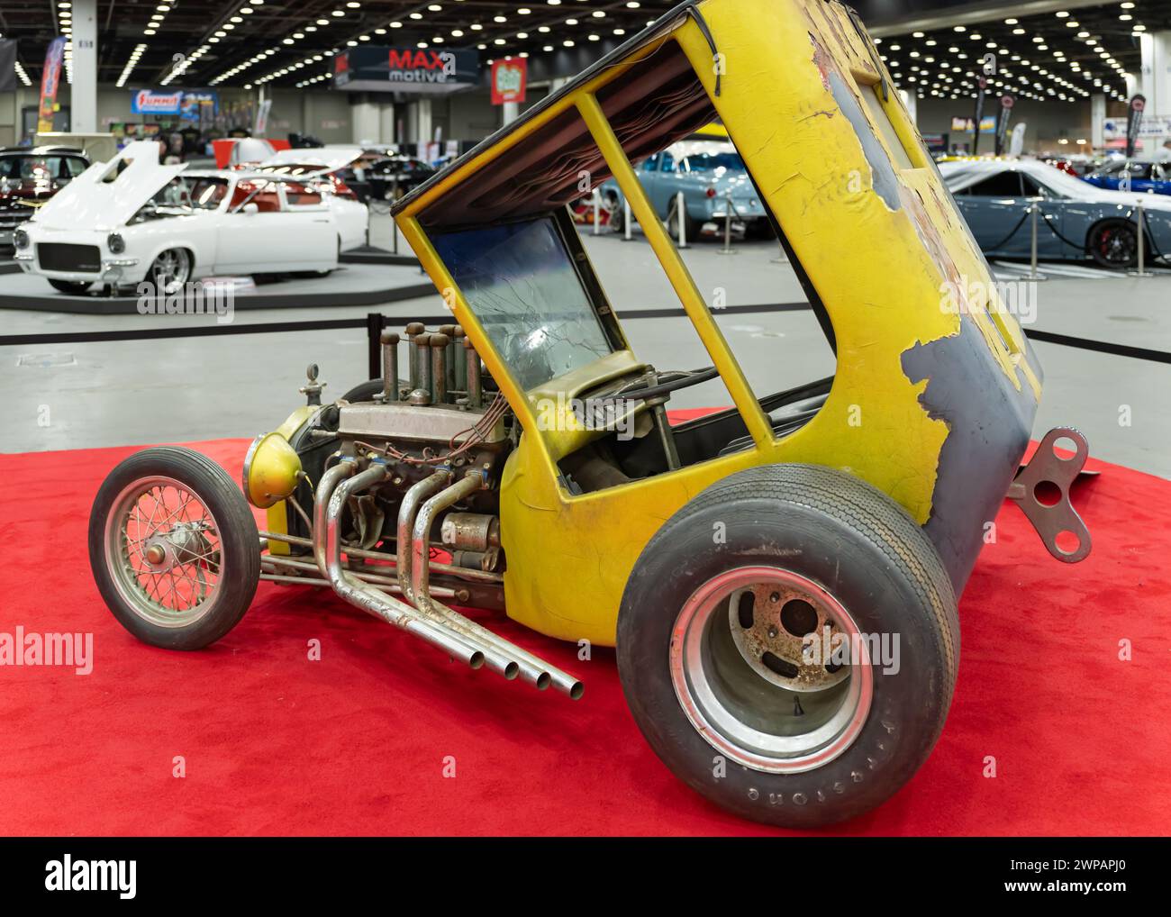 DETROIT, mi/États-Unis - 1er mars 2024 : 'Uncertain T', une voiture personnalisée garage-Find 1965, modèle Monogram (maintenant Mattel), Detroit AutoRama. Constructeur : Steve Scott Banque D'Images